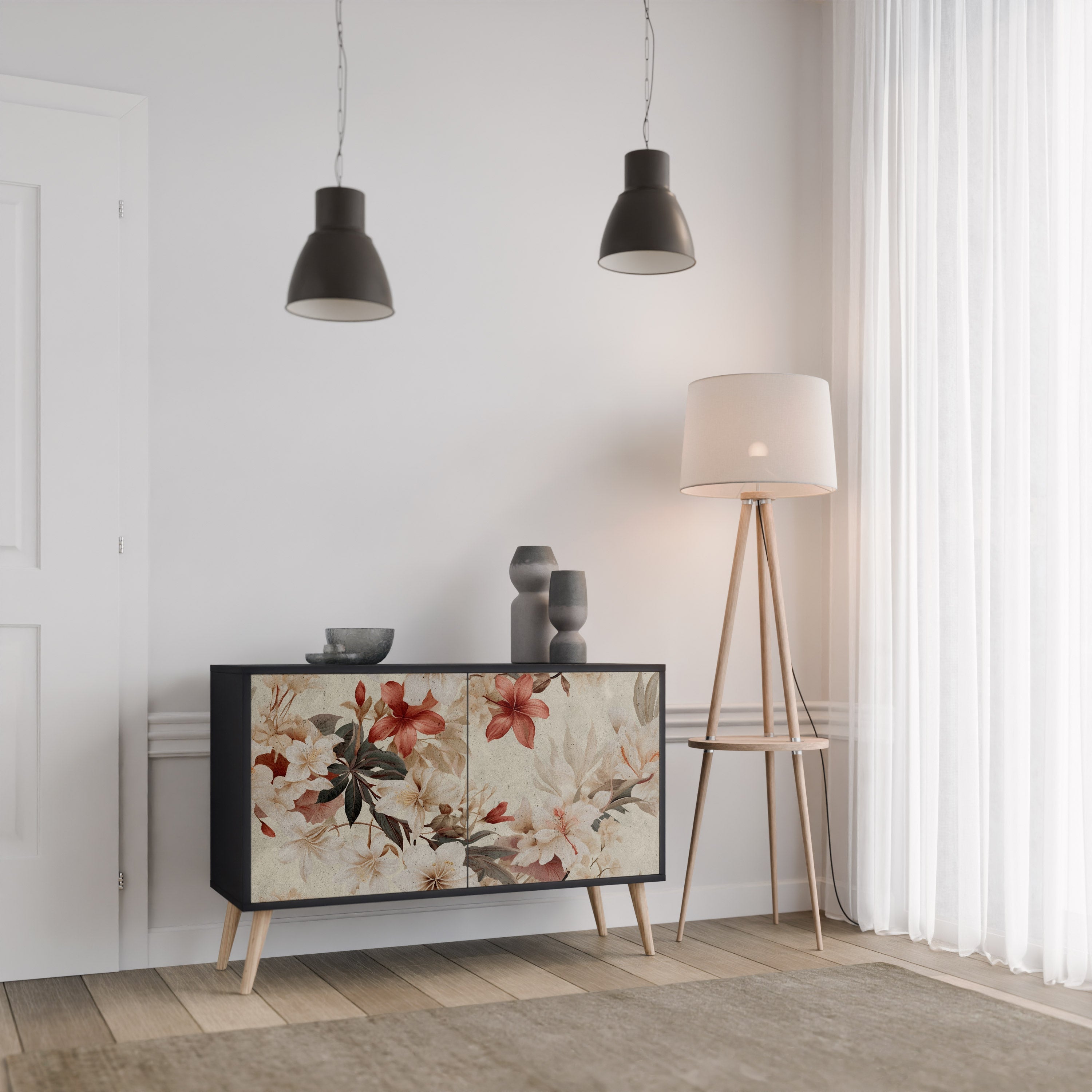 PETAL HARMONY Sideboard mit 2 Türen in Schwarz
