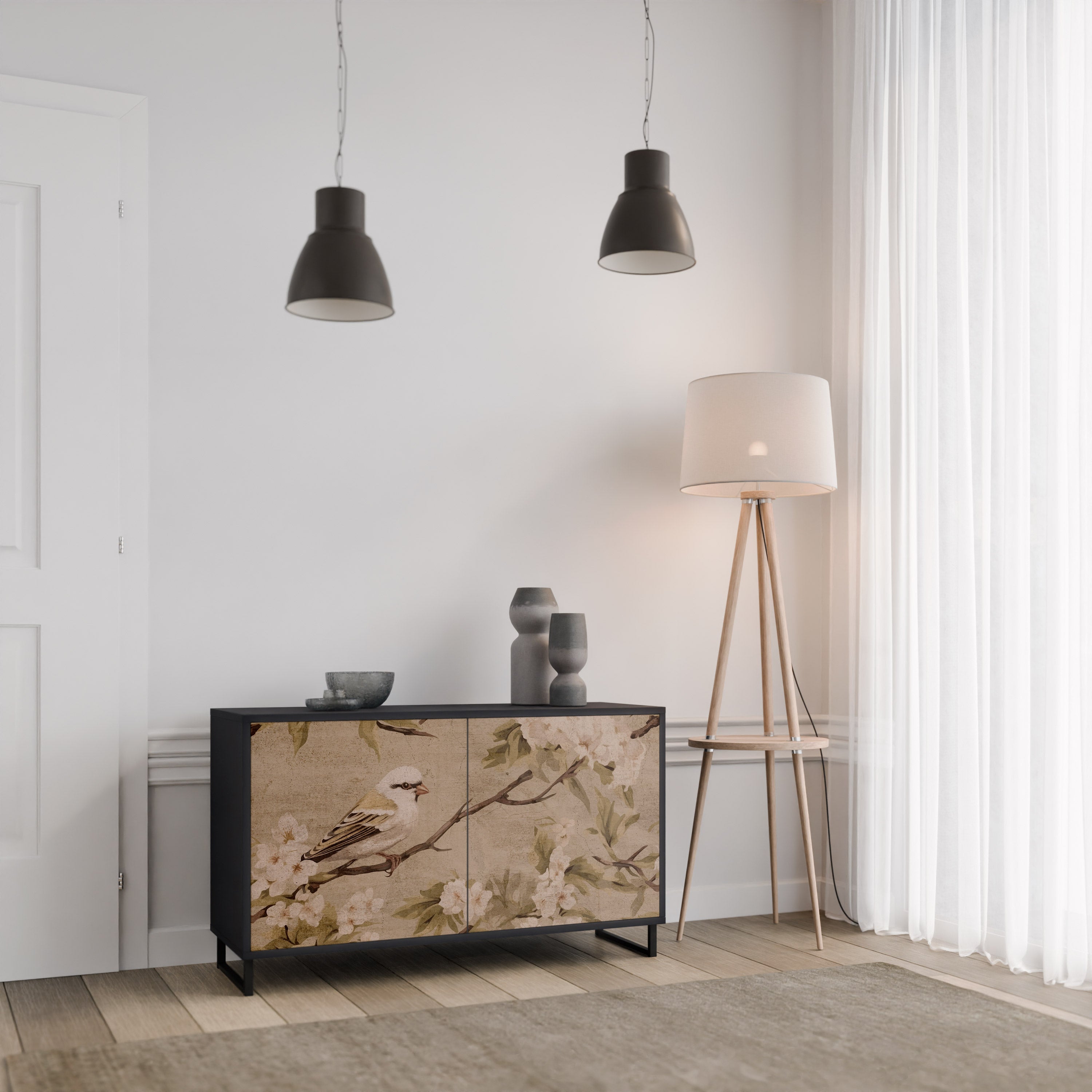 PETAL DISTINGUISH Sideboard mit 2 Türen in Schwarz