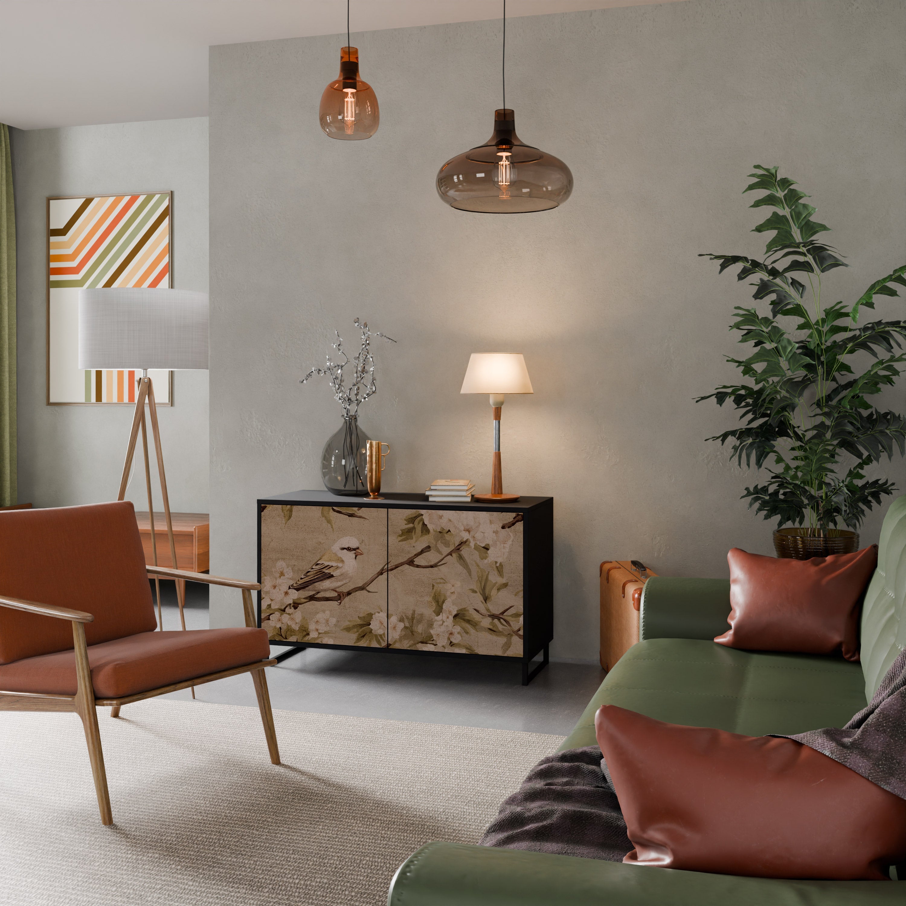 PETAL DISTINGUISH Sideboard mit 2 Türen in Schwarz