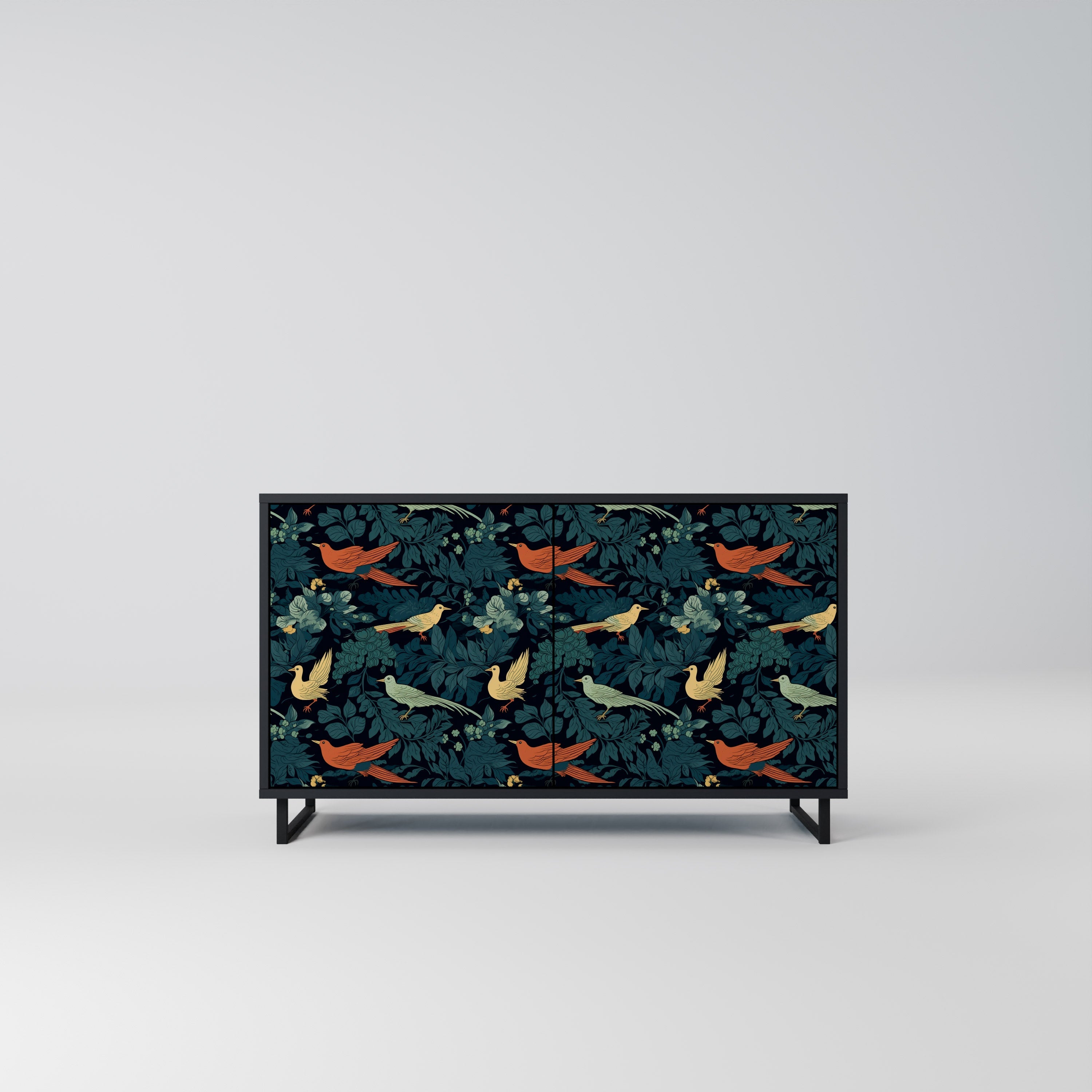 FOWL ORNAMENT Sideboard mit 2 Türen in Schwarz