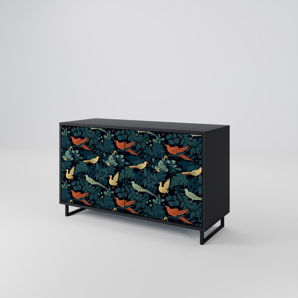 FOWL ORNAMENT Sideboard mit 2 Türen in Schwarz