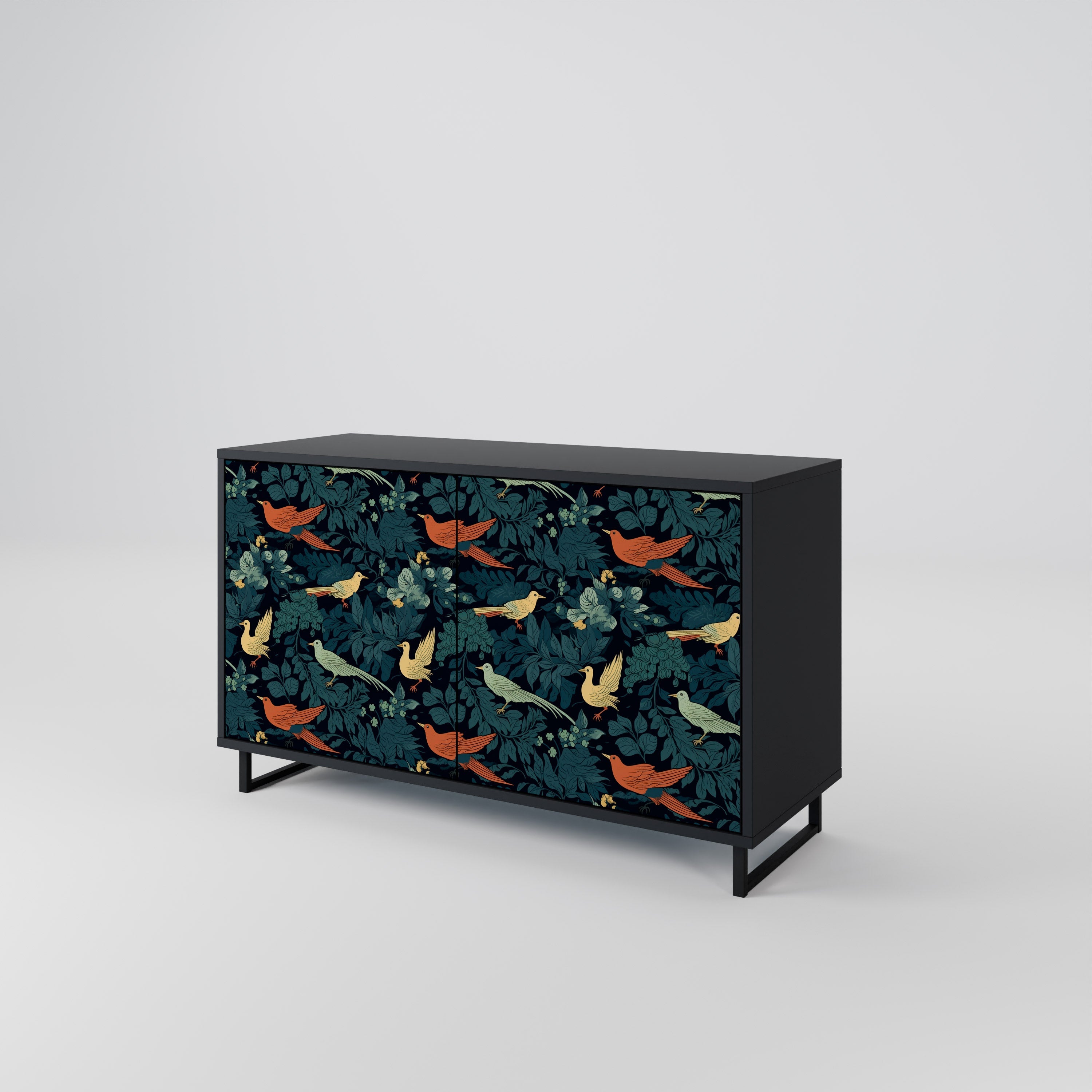 FOWL ORNAMENT Sideboard mit 2 Türen in Schwarz