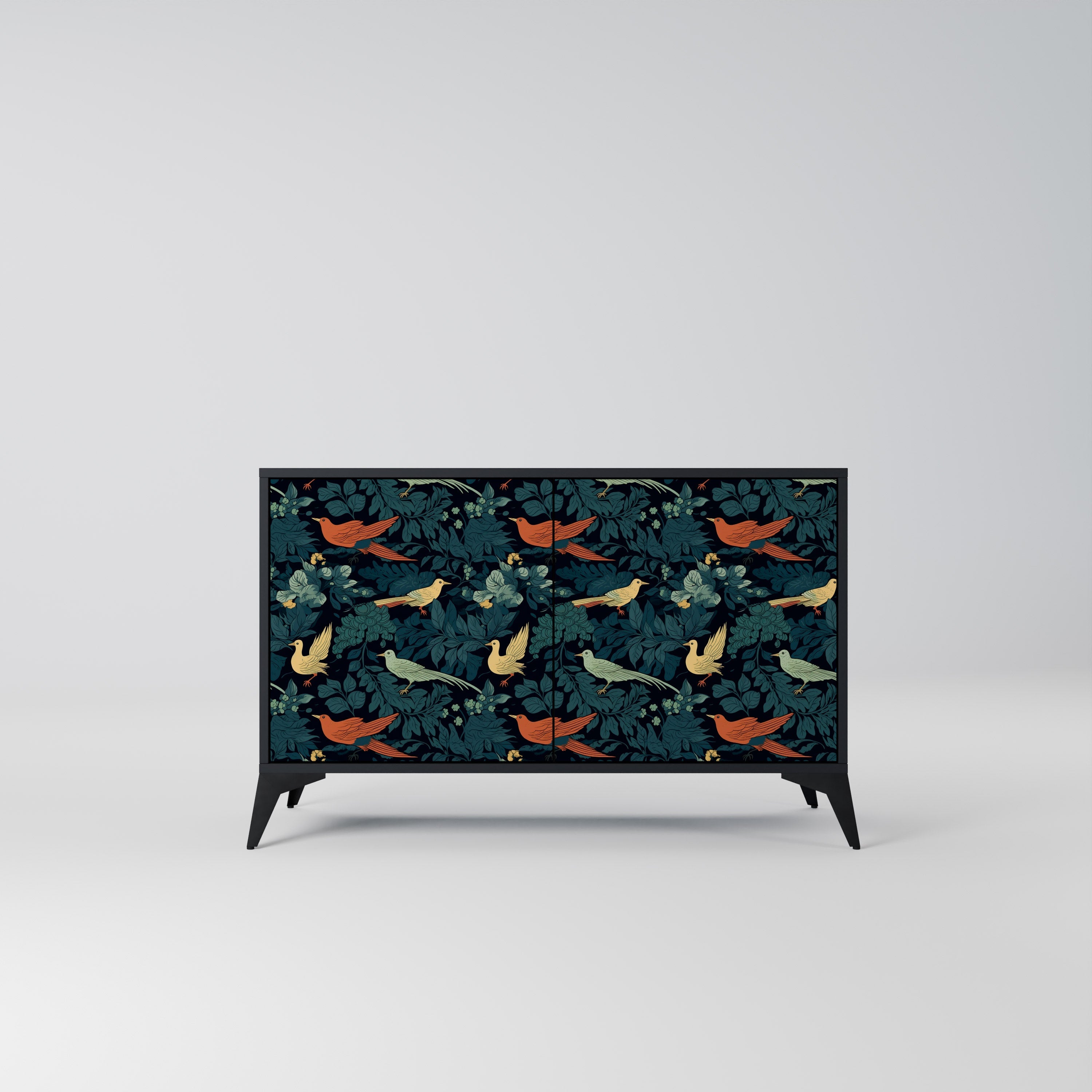 FOWL ORNAMENT Sideboard mit 2 Türen in Schwarz