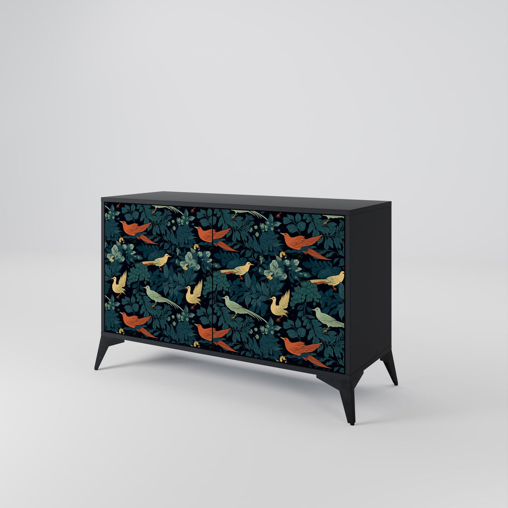 FOWL ORNAMENT Sideboard mit 2 Türen in Schwarz