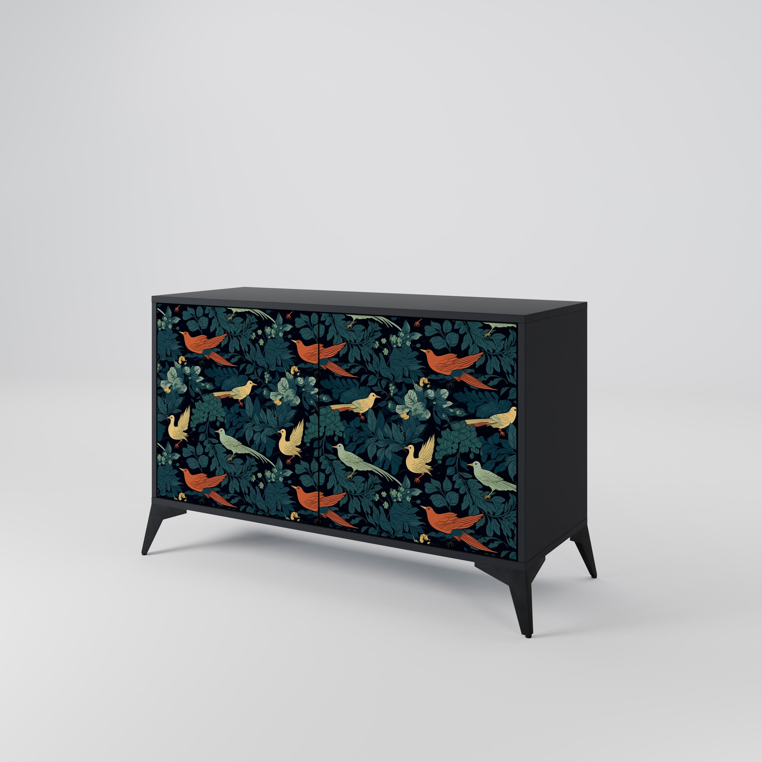 FOWL ORNAMENT Sideboard mit 2 Türen in Schwarz