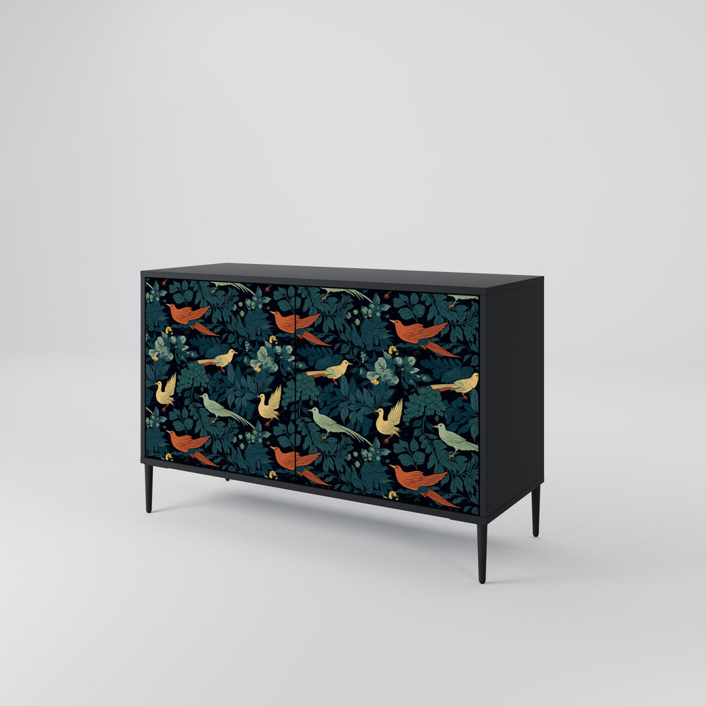 FOWL ORNAMENT Sideboard mit 2 Türen in Schwarz