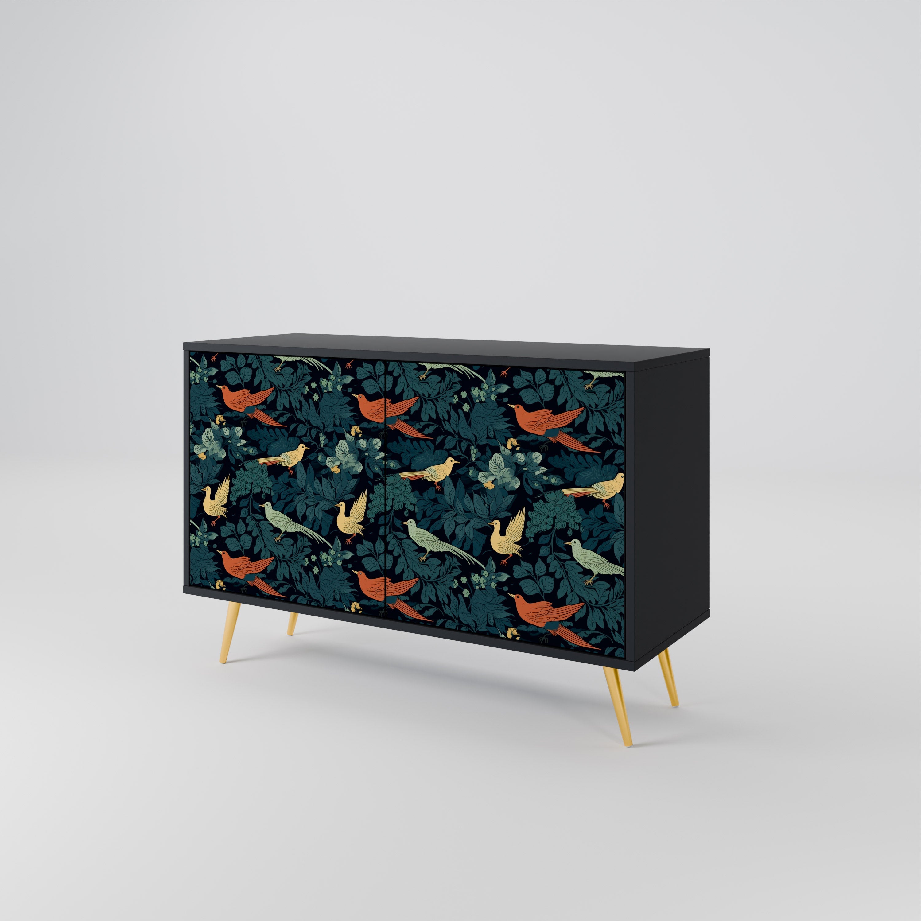 FOWL ORNAMENT Sideboard mit 2 Türen in Schwarz