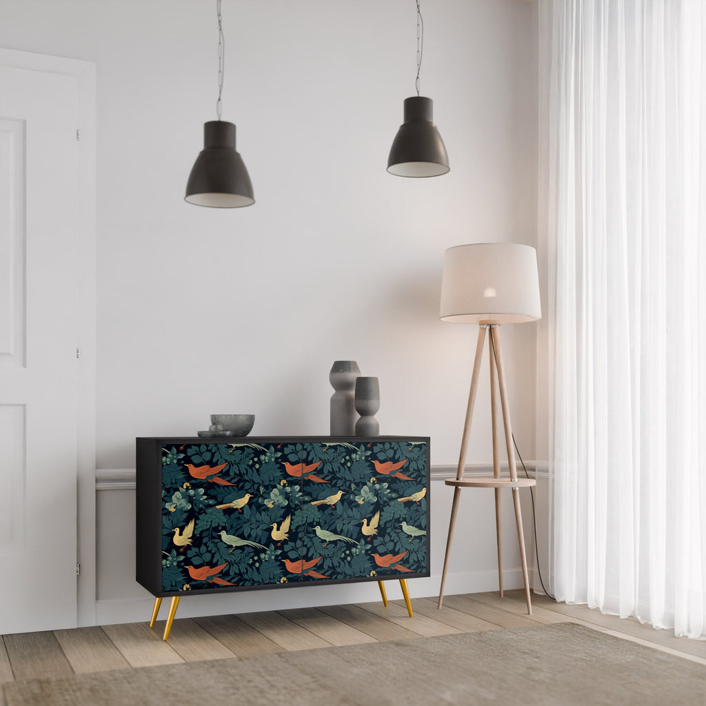 FOWL ORNAMENT Sideboard mit 2 Türen in Schwarz