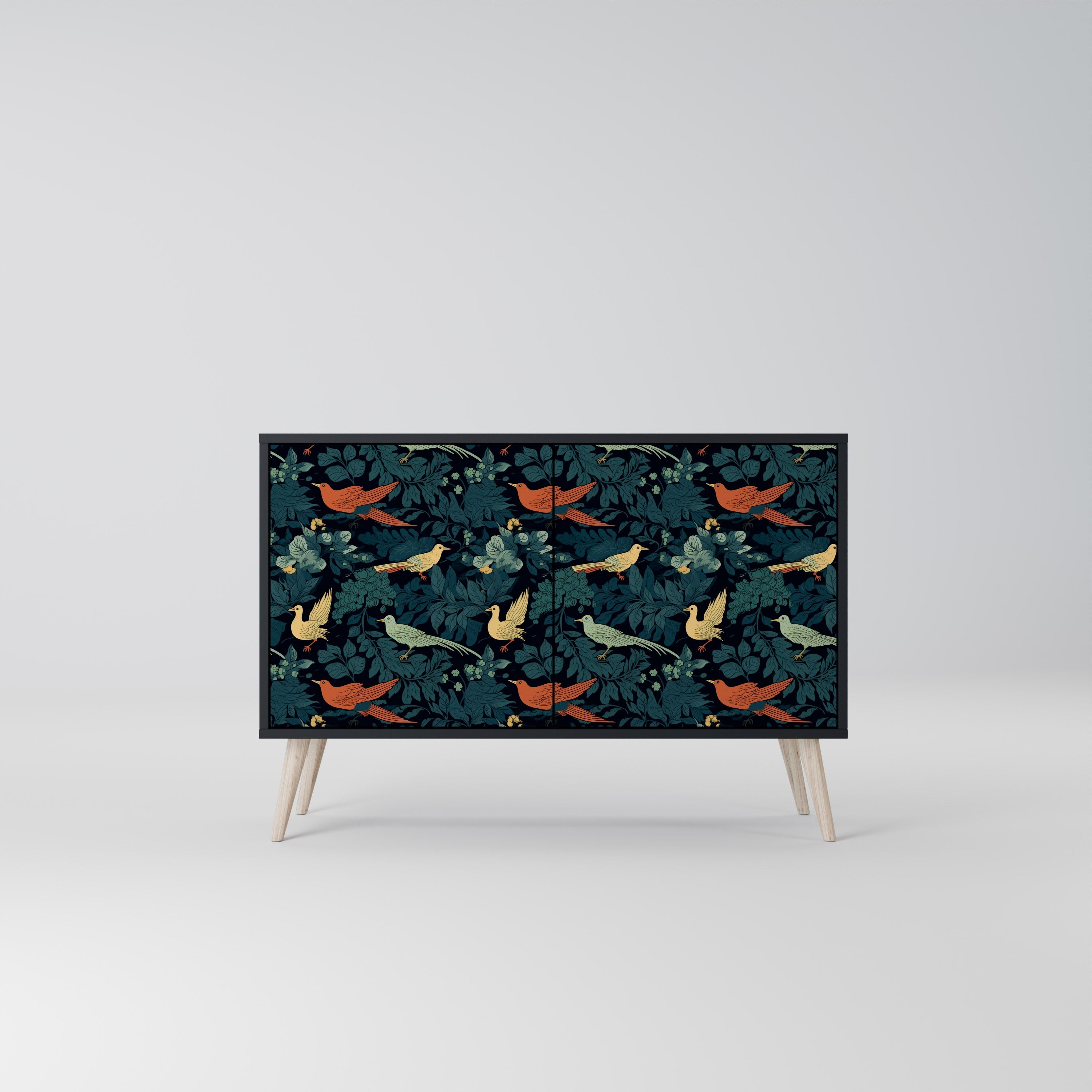 FOWL ORNAMENT Sideboard mit 2 Türen in Schwarz