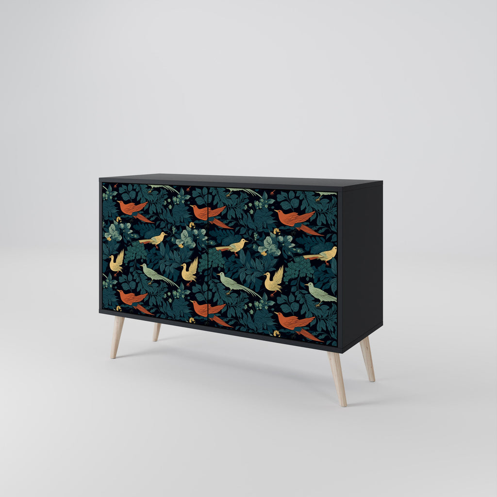 FOWL ORNAMENT Sideboard mit 2 Türen in Schwarz