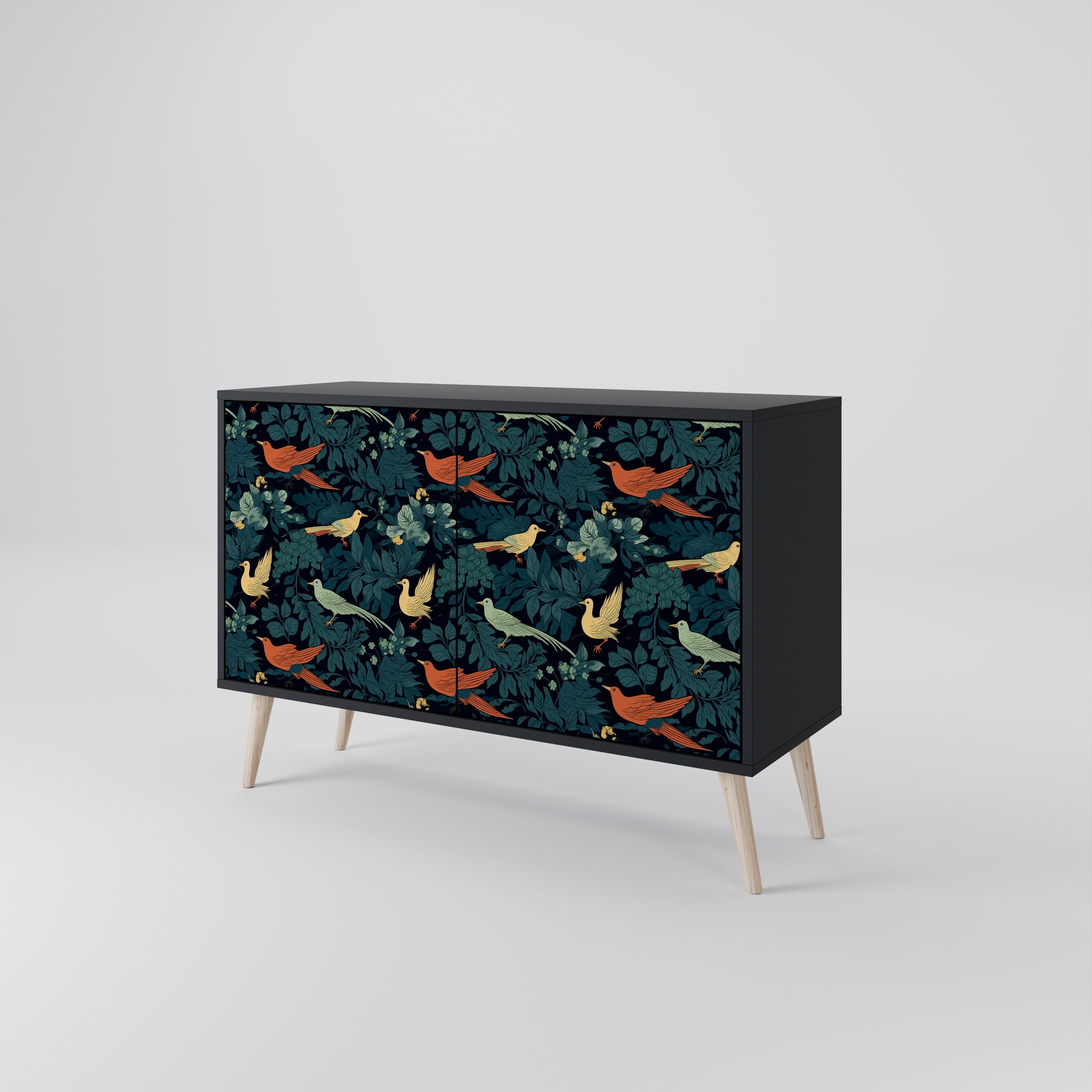 FOWL ORNAMENT Sideboard mit 2 Türen in Schwarz