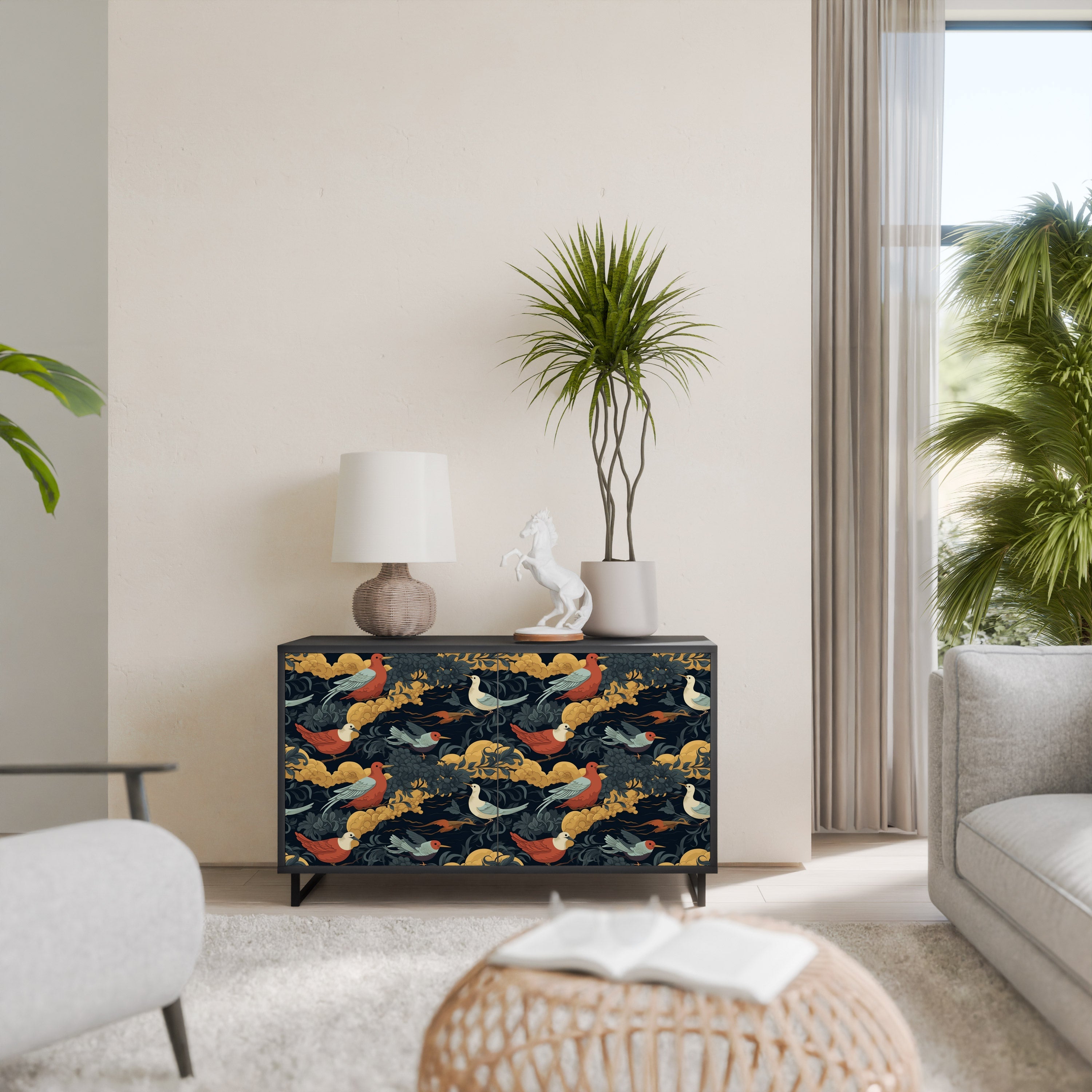 FOWLY DAZE Sideboard mit 2 Türen in Schwarz