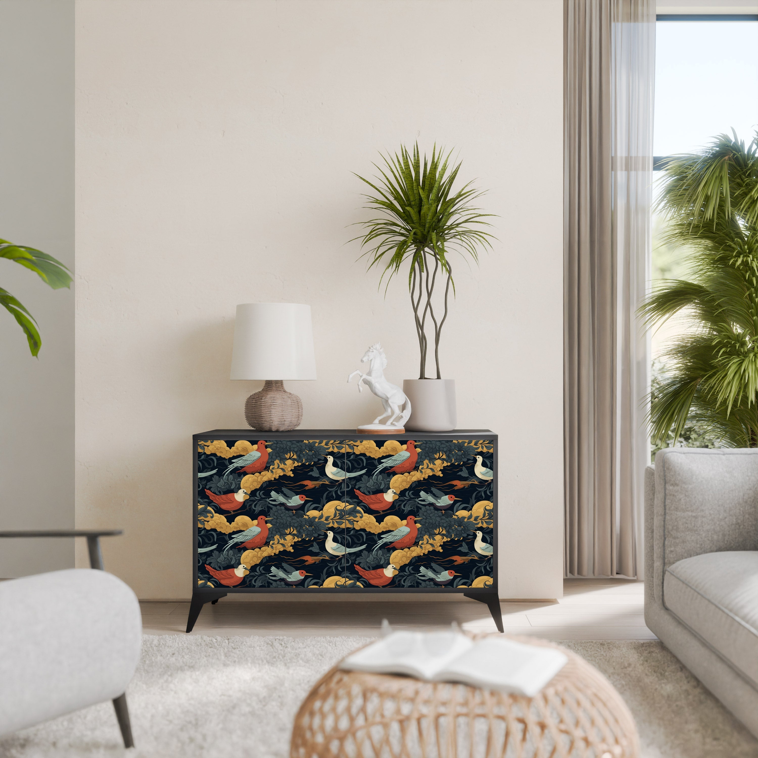 FOWLY DAZE Sideboard mit 2 Türen in Schwarz