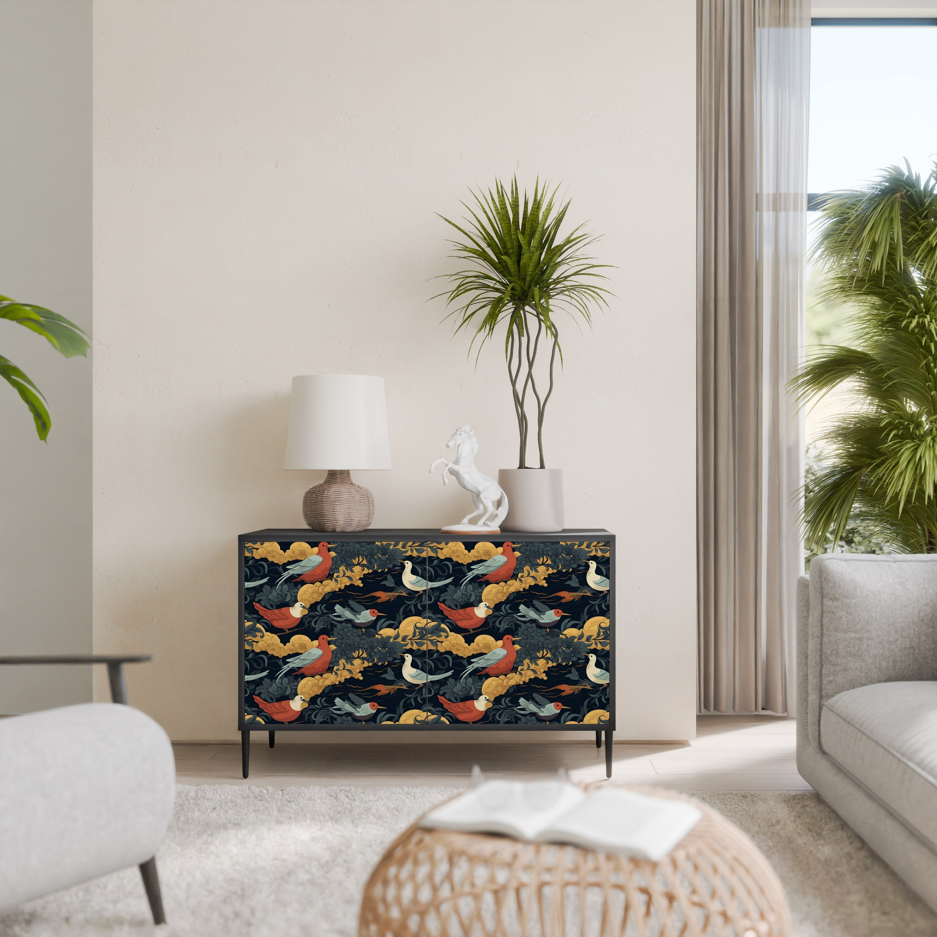 FOWLY DAZE Sideboard mit 2 Türen in Schwarz