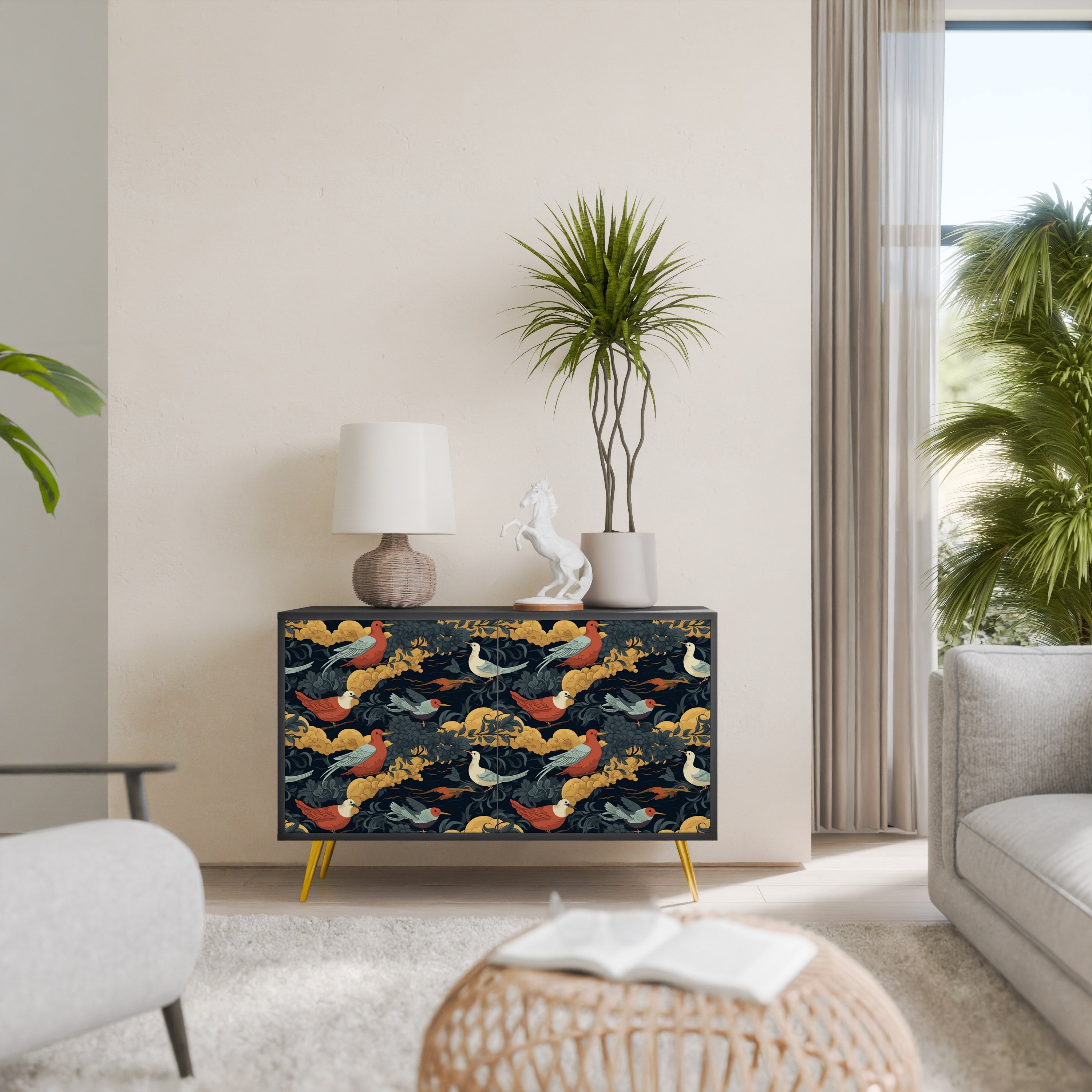 FOWLY DAZE Sideboard mit 2 Türen in Schwarz