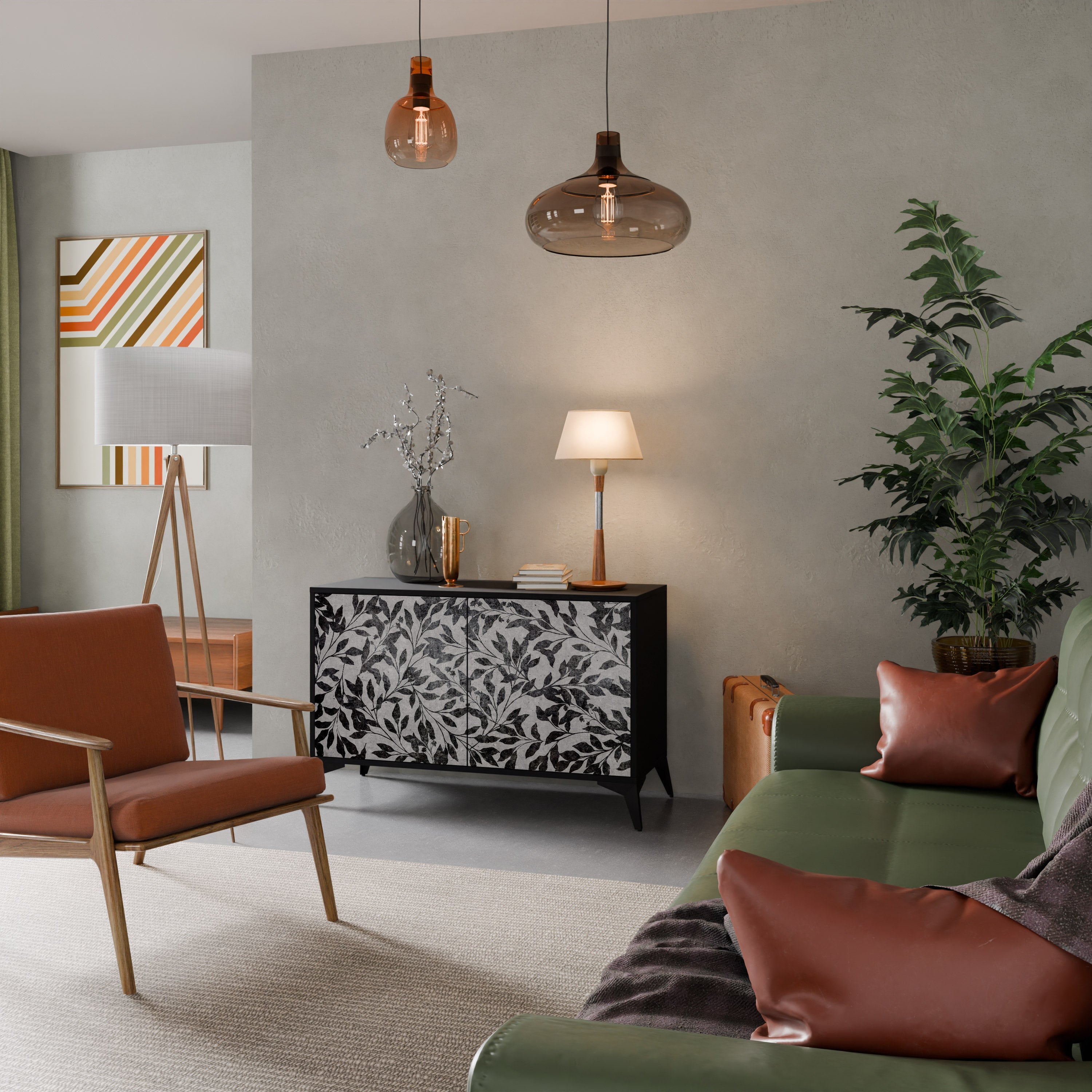 CHARCOAL SPROUT Sideboard mit 2 Türen in Schwarz