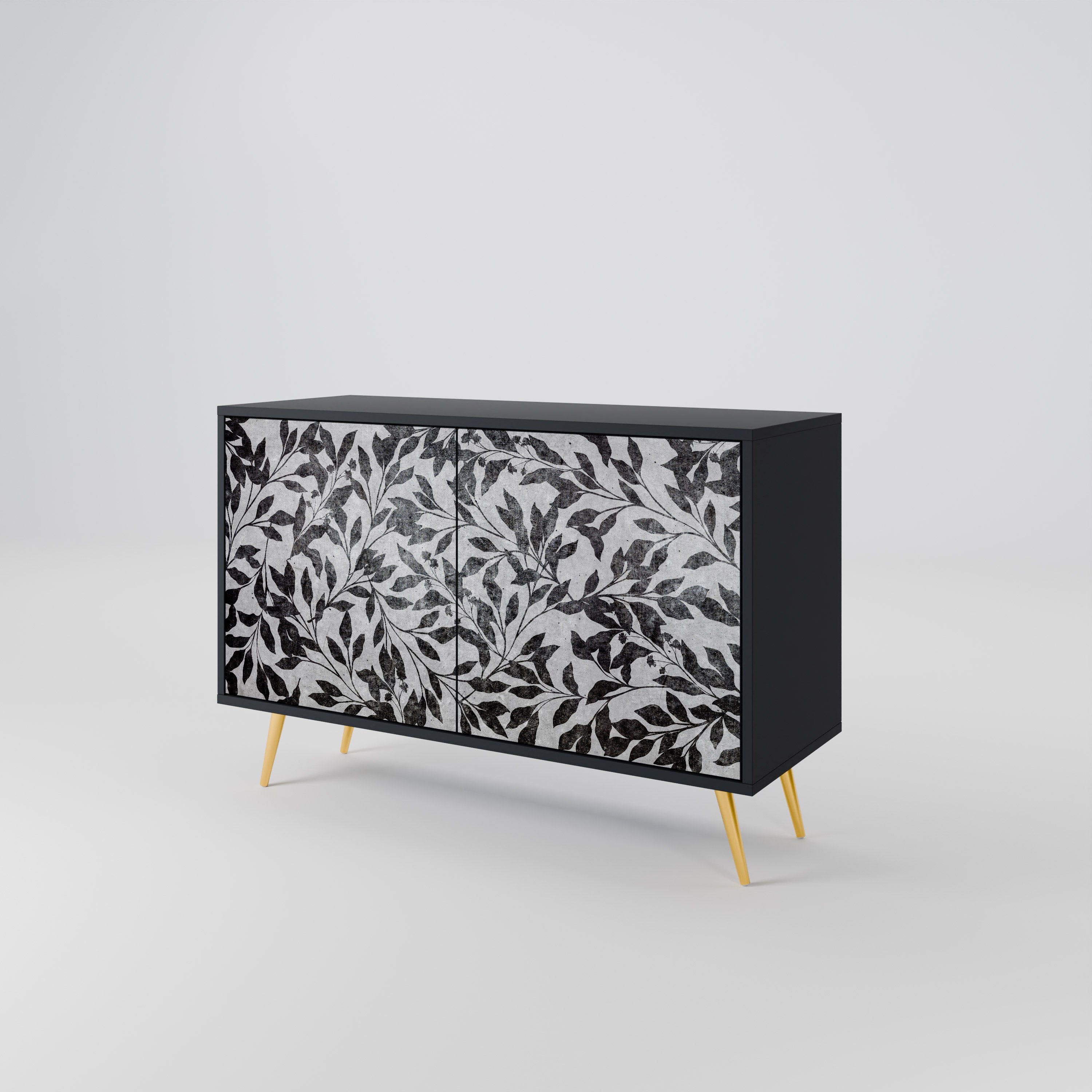 CHARCOAL SPROUT Sideboard mit 2 Türen in Schwarz