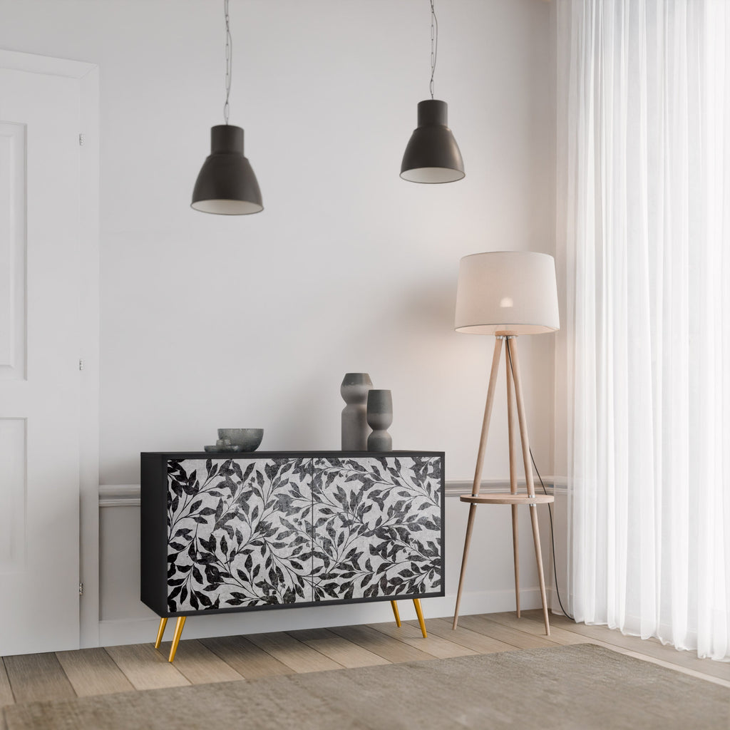 CHARCOAL SPROUT Sideboard mit 2 Türen in Schwarz