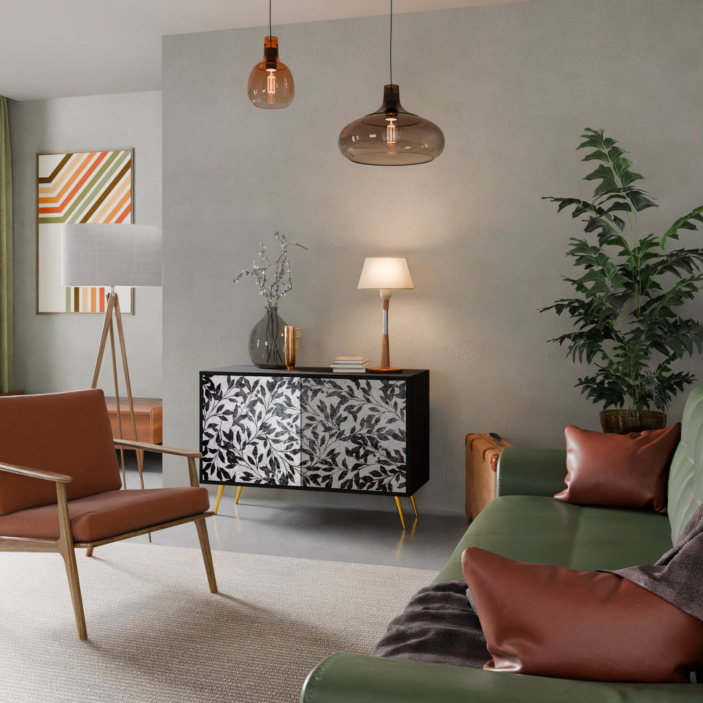 CHARCOAL SPROUT Sideboard mit 2 Türen in Schwarz