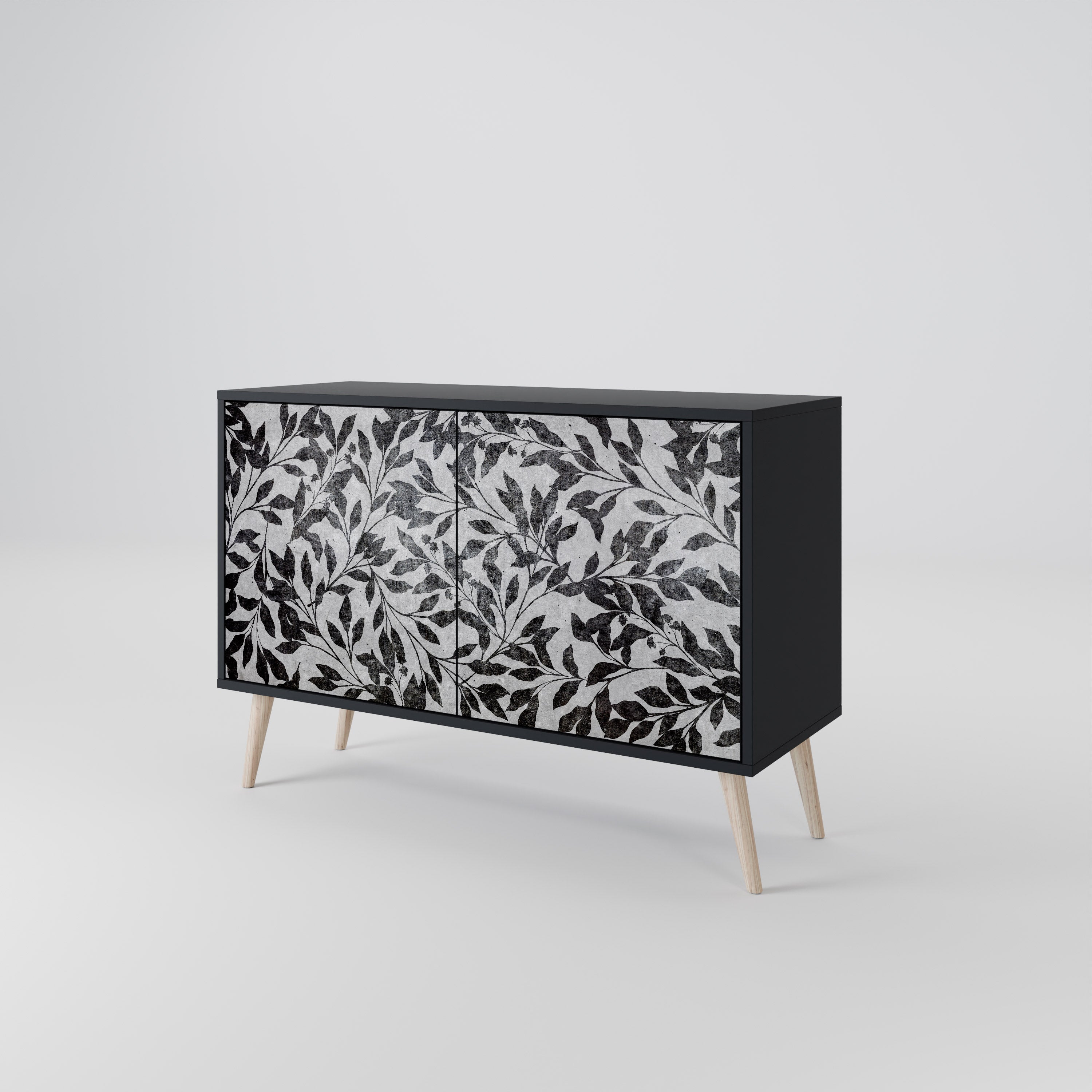 CHARCOAL SPROUT Sideboard mit 2 Türen in Schwarz