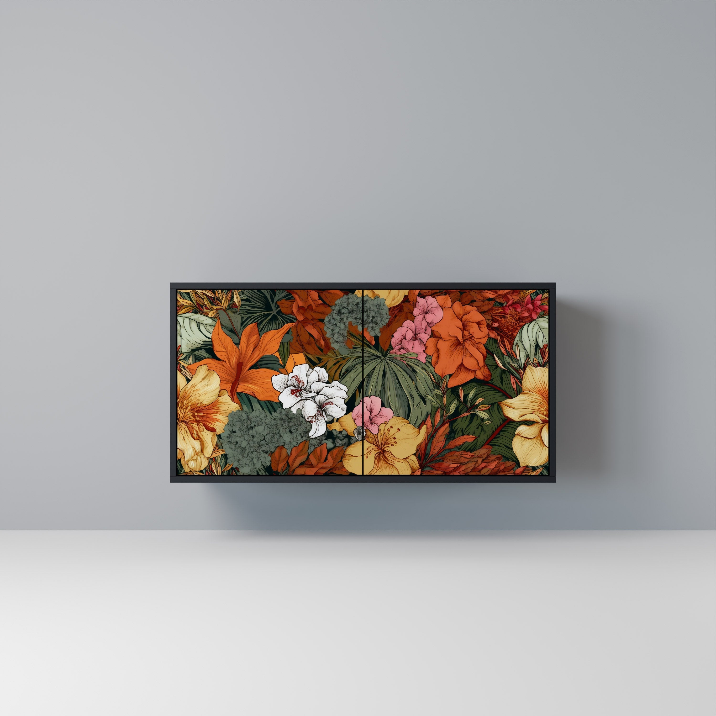 RADIANT FLORA Sideboard mit 2 Türen in Schwarz