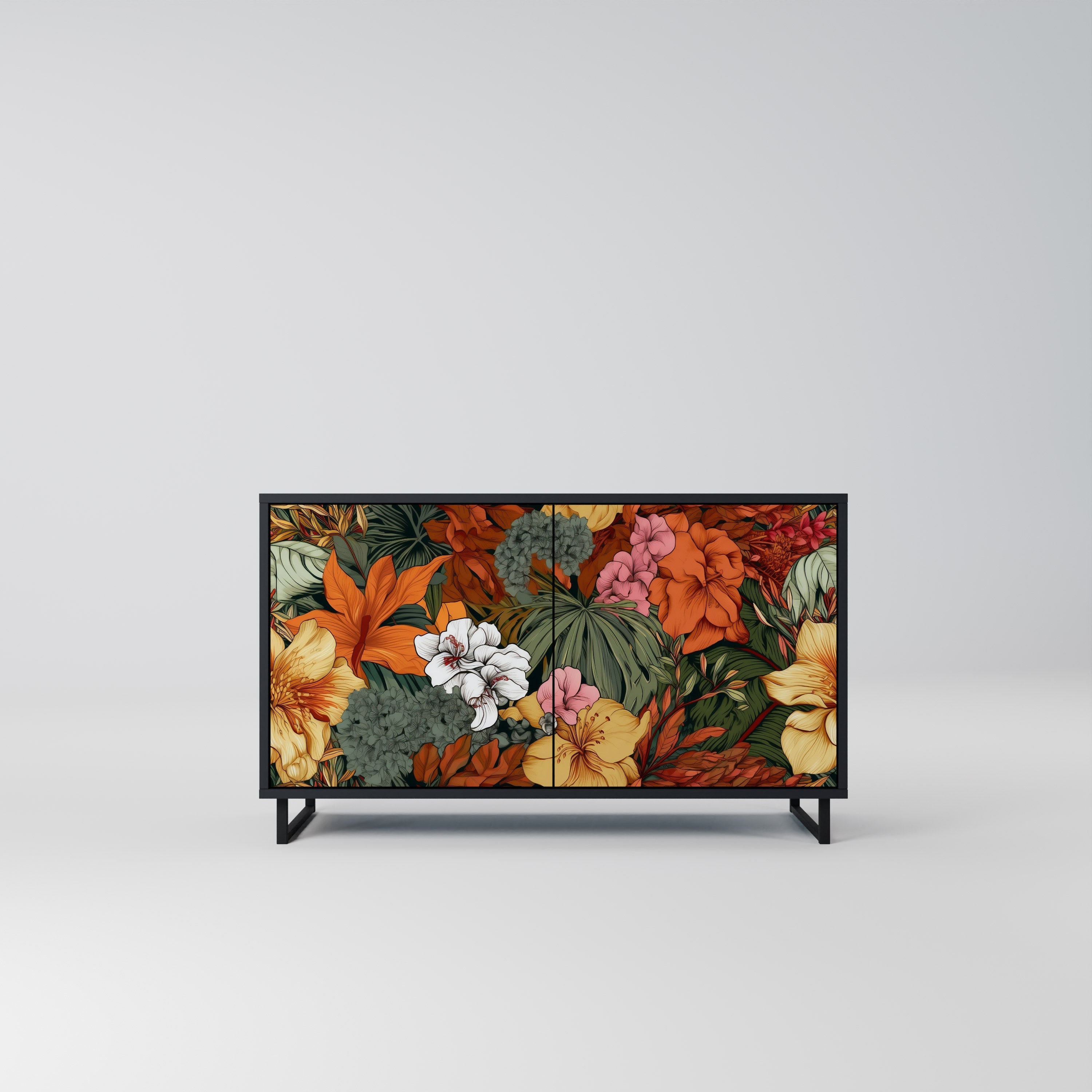RADIANT FLORA Sideboard mit 2 Türen in Schwarz