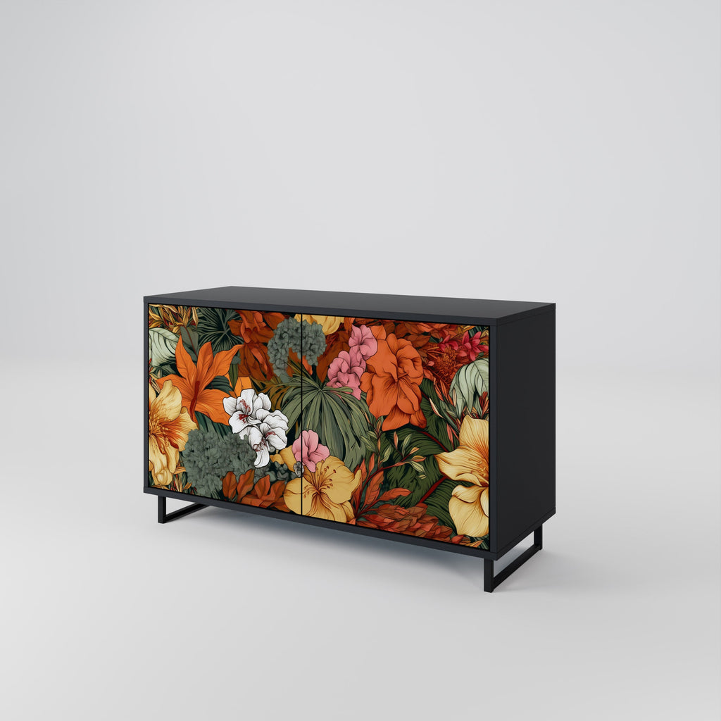 RADIANT FLORA Sideboard mit 2 Türen in Schwarz