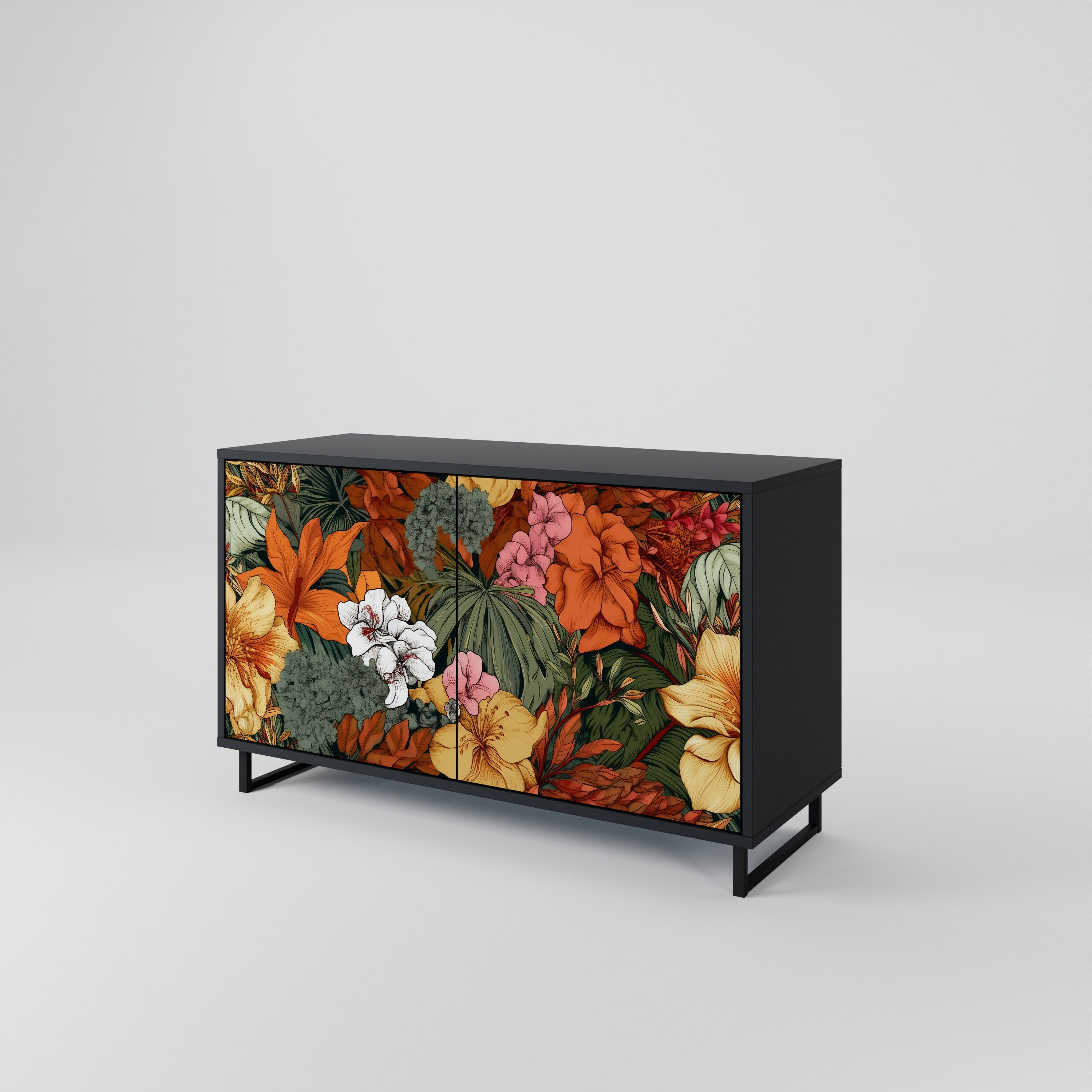 RADIANT FLORA Sideboard mit 2 Türen in Schwarz