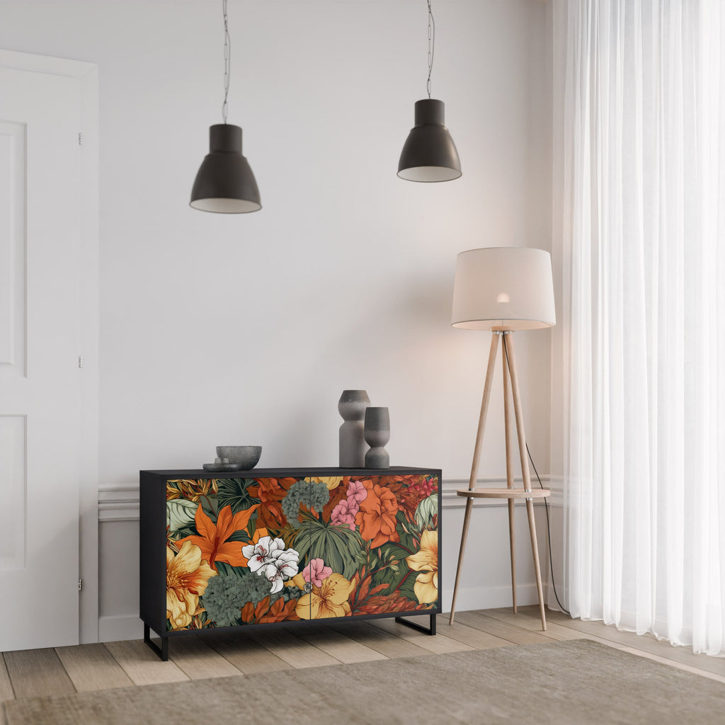 RADIANT FLORA Sideboard mit 2 Türen in Schwarz