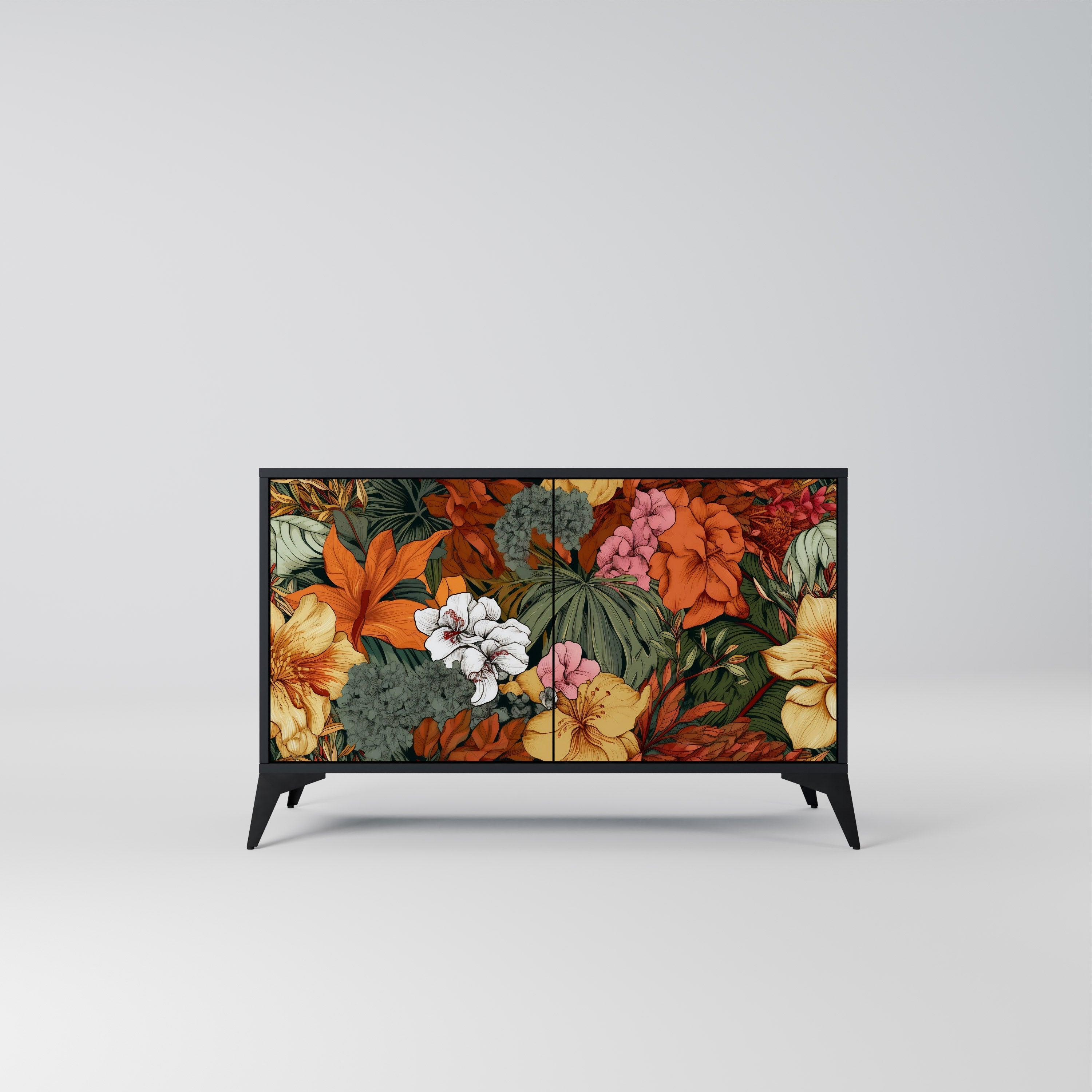 RADIANT FLORA Sideboard mit 2 Türen in Schwarz