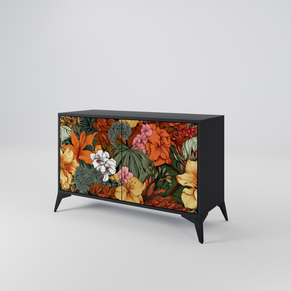 RADIANT FLORA Sideboard mit 2 Türen in Schwarz