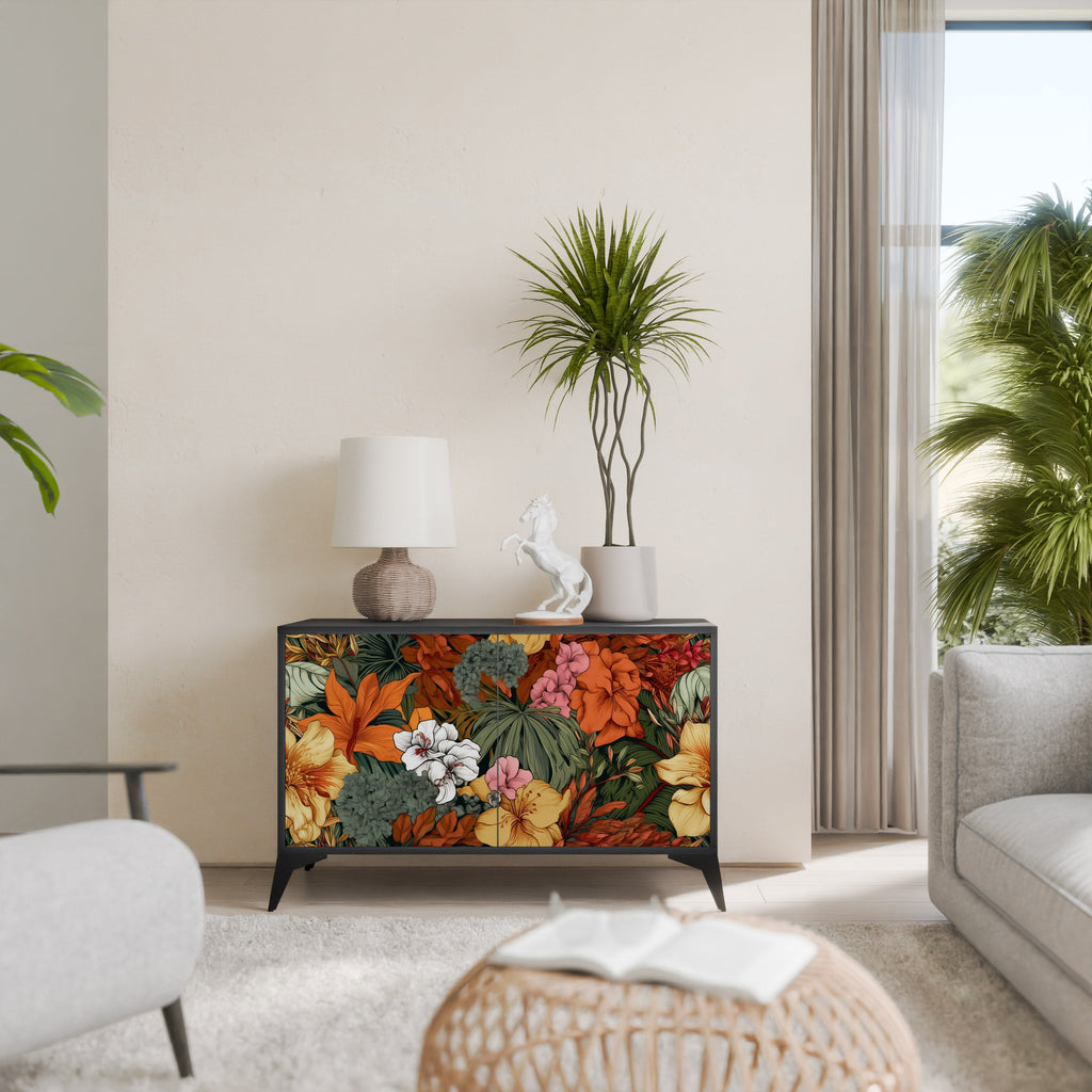 RADIANT FLORA Sideboard mit 2 Türen in Schwarz