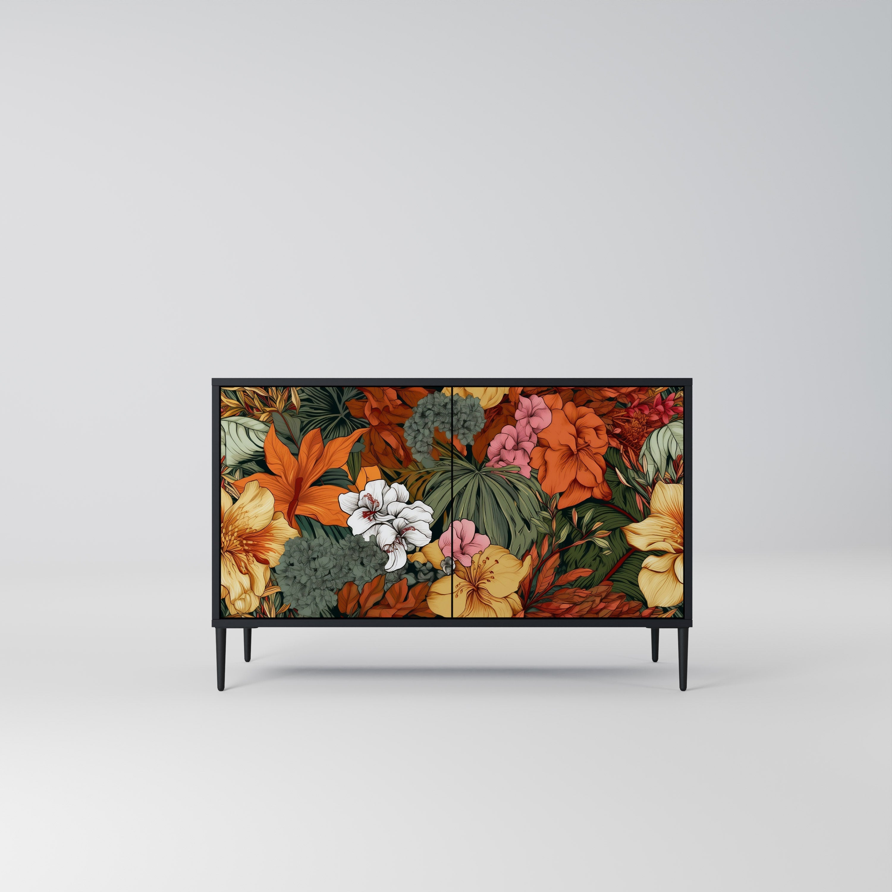 RADIANT FLORA Sideboard mit 2 Türen in Schwarz