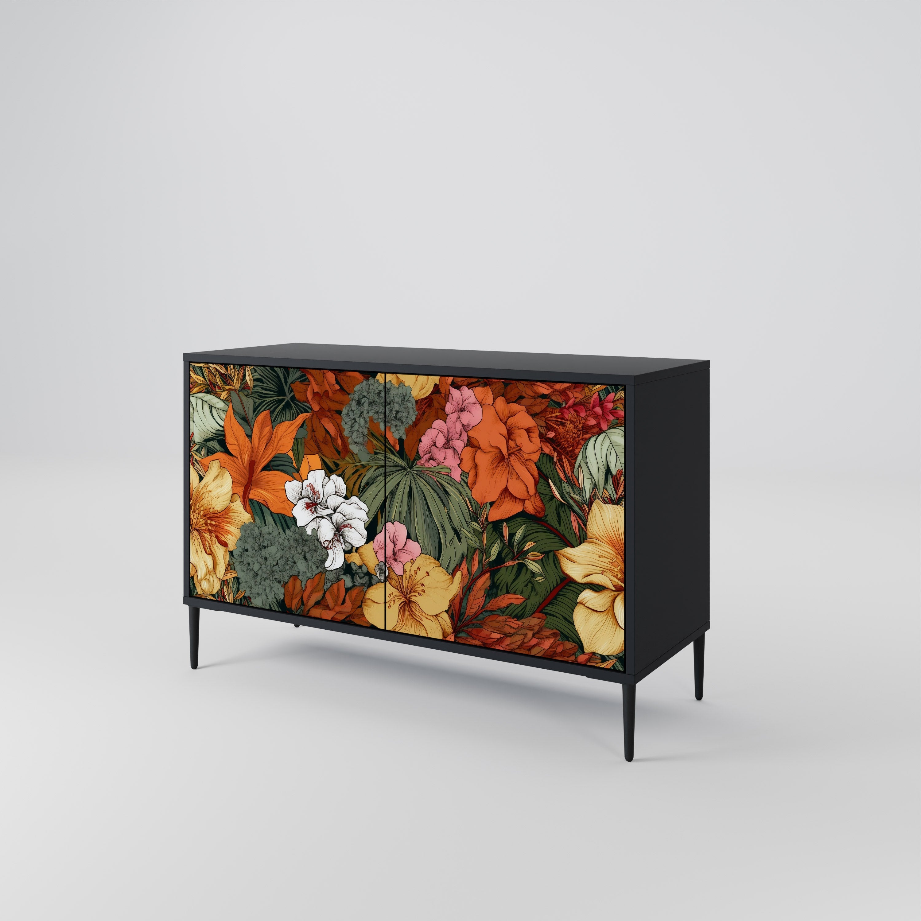 RADIANT FLORA Sideboard mit 2 Türen in Schwarz