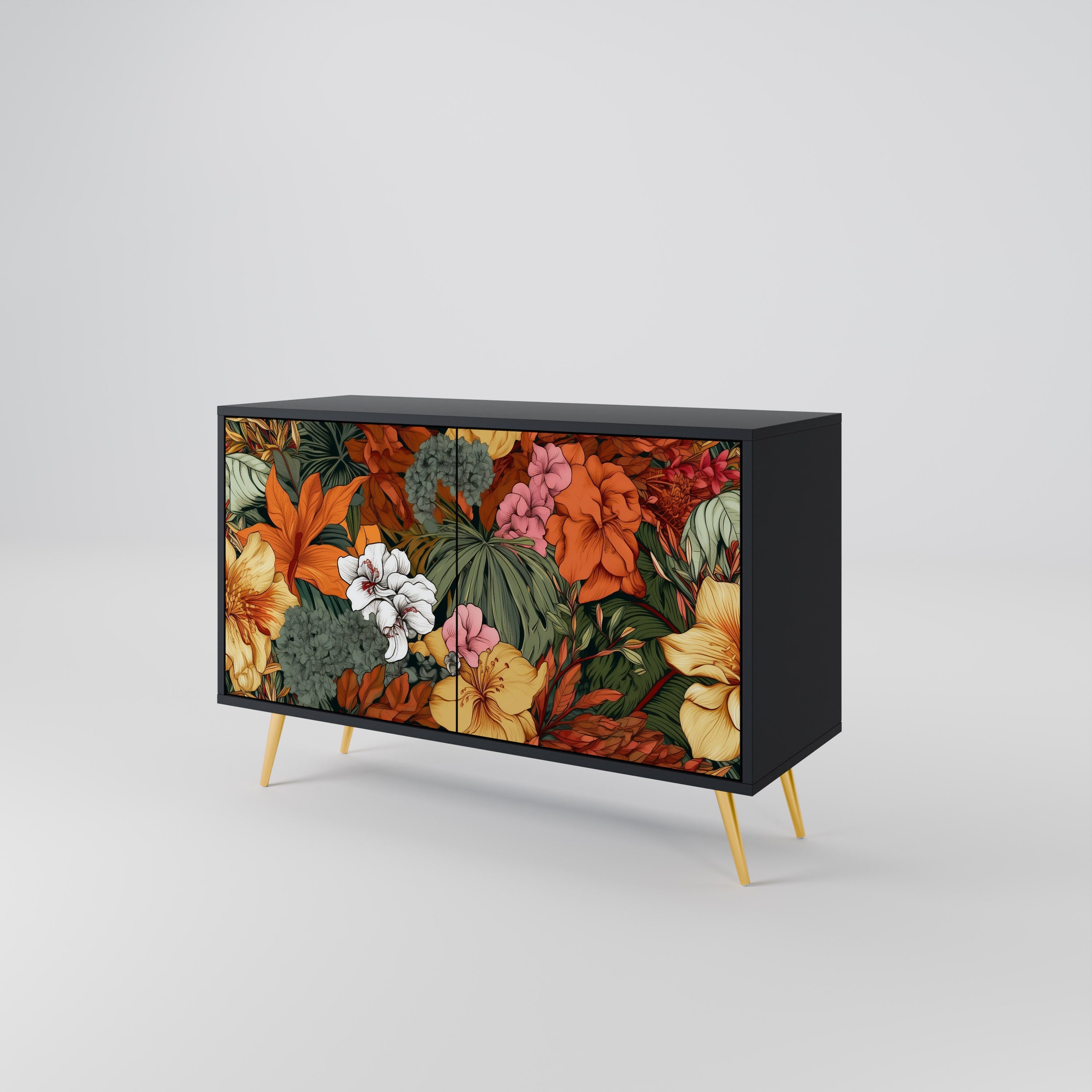 RADIANT FLORA Sideboard mit 2 Türen in Schwarz