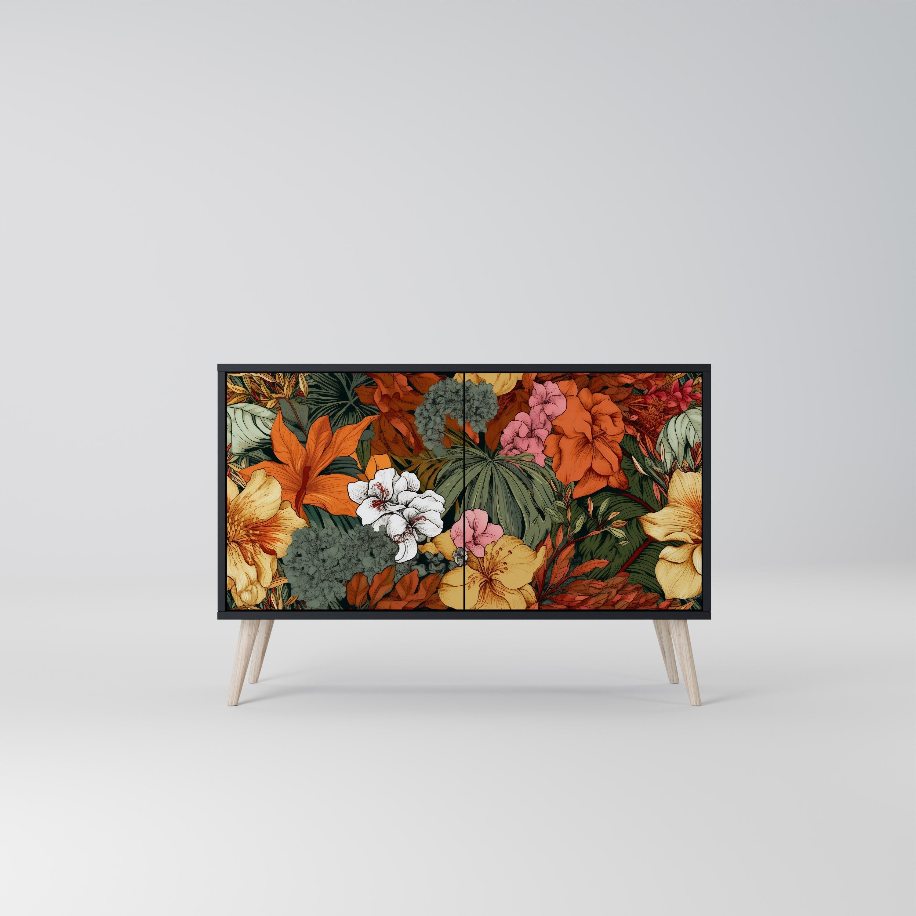 RADIANT FLORA Sideboard mit 2 Türen in Schwarz