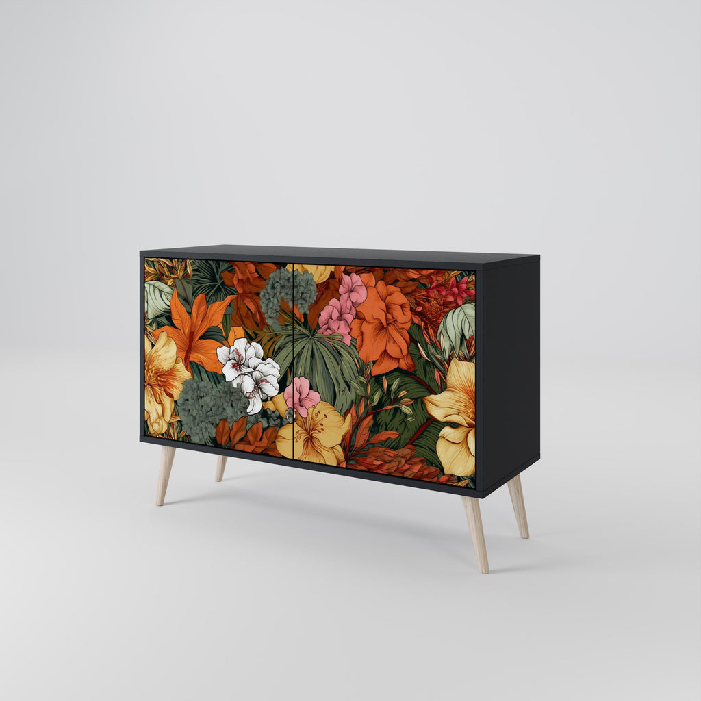 RADIANT FLORA Sideboard mit 2 Türen in Schwarz