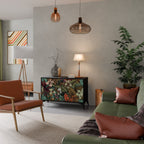 BOTANICAL EMERGENCE Sideboard mit 2 Türen in Schwarz