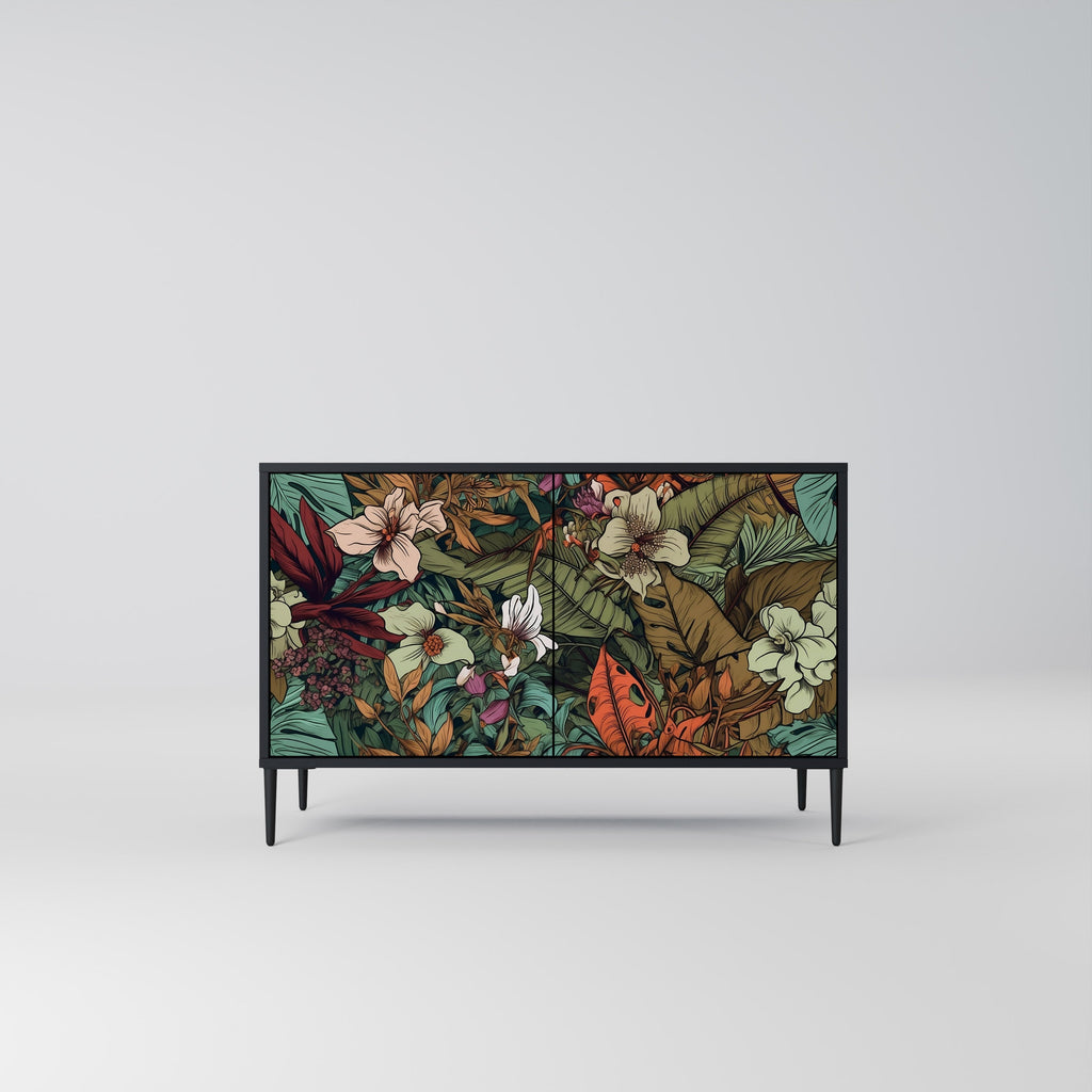 BOTANICAL EMERGENCE Sideboard mit 2 Türen in Schwarz