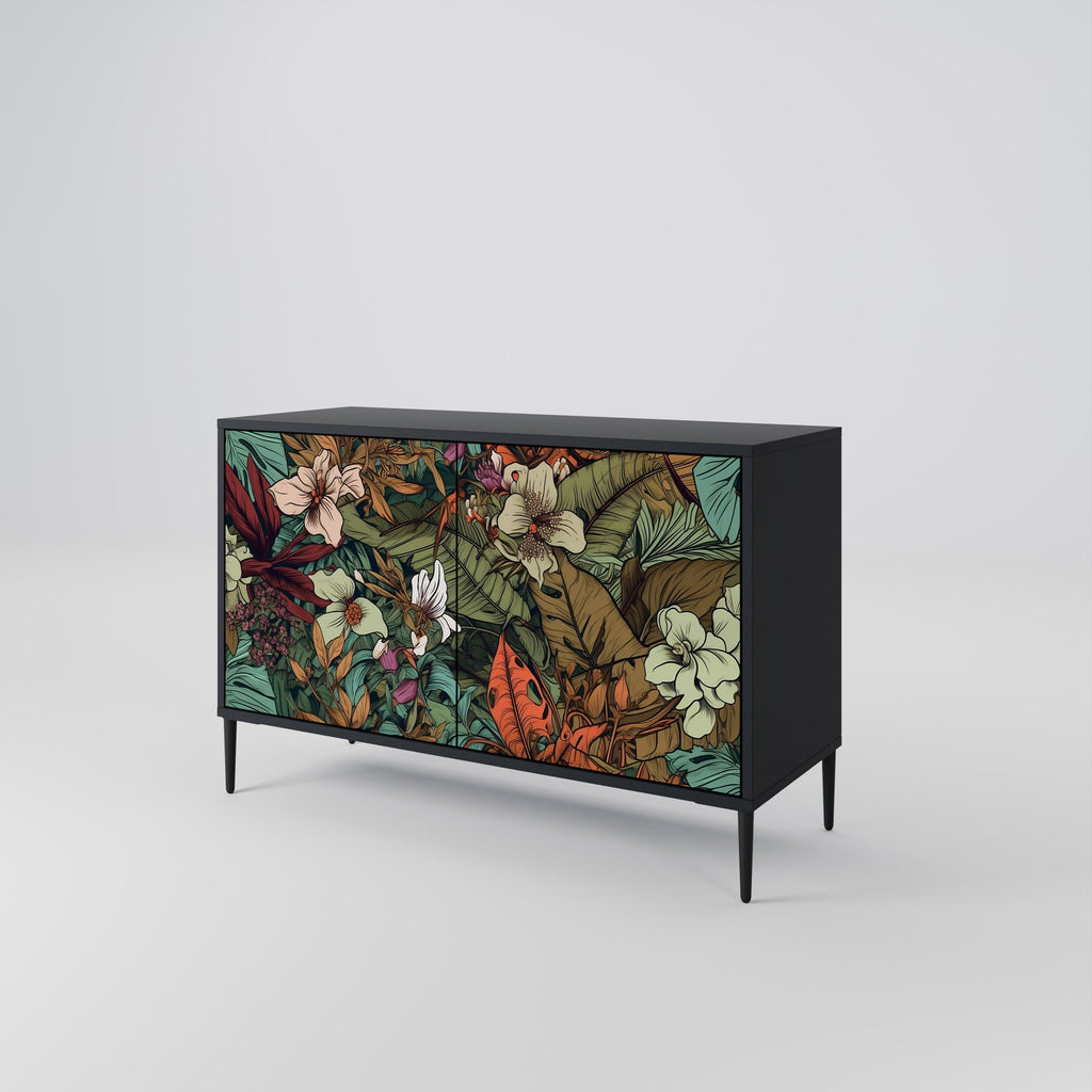 BOTANICAL EMERGENCE Sideboard mit 2 Türen in Schwarz
