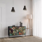 BOTANICAL EMERGENCE Sideboard mit 2 Türen in Schwarz