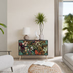 BOTANICAL EMERGENCE Sideboard mit 2 Türen in Schwarz