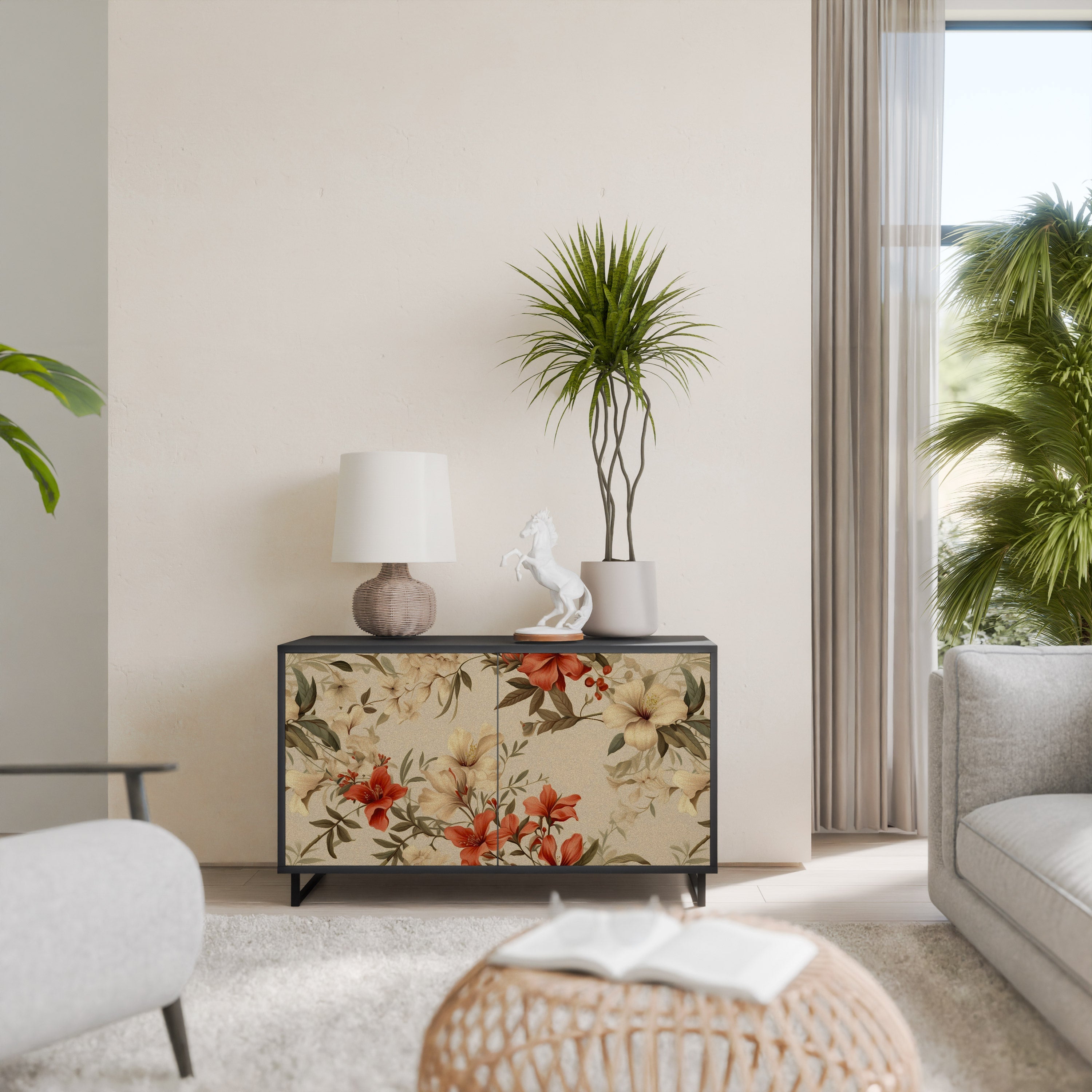 BLOOMING HARMONY Sideboard mit 2 Türen in Schwarz