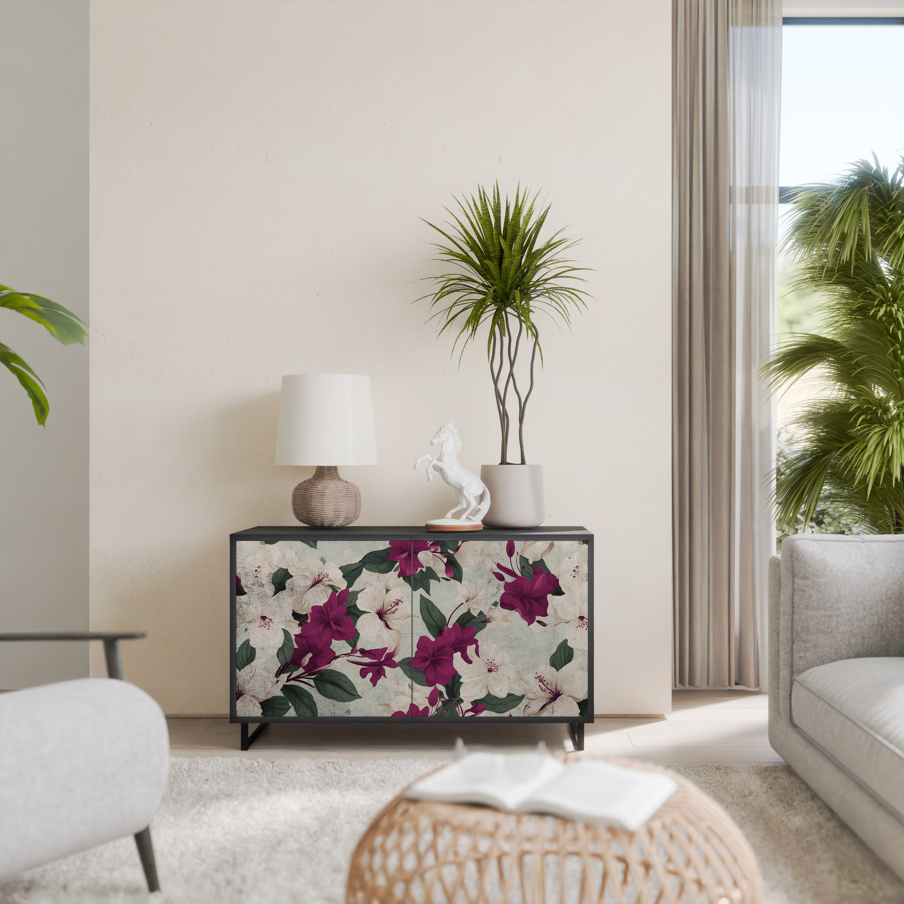 FLOWERET DREAM Sideboard mit 2 Türen in Schwarz