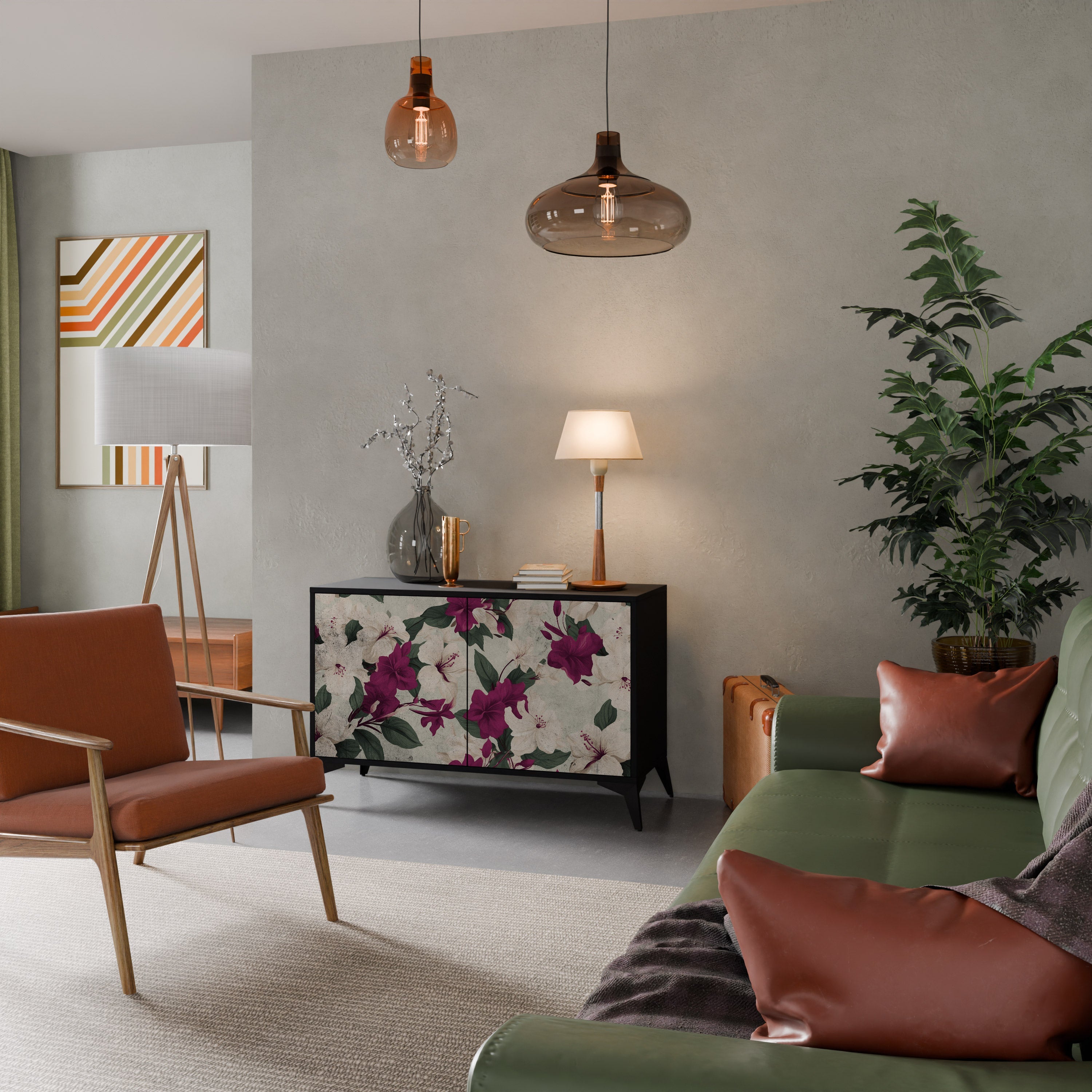 FLOWERET DREAM Sideboard mit 2 Türen in Schwarz