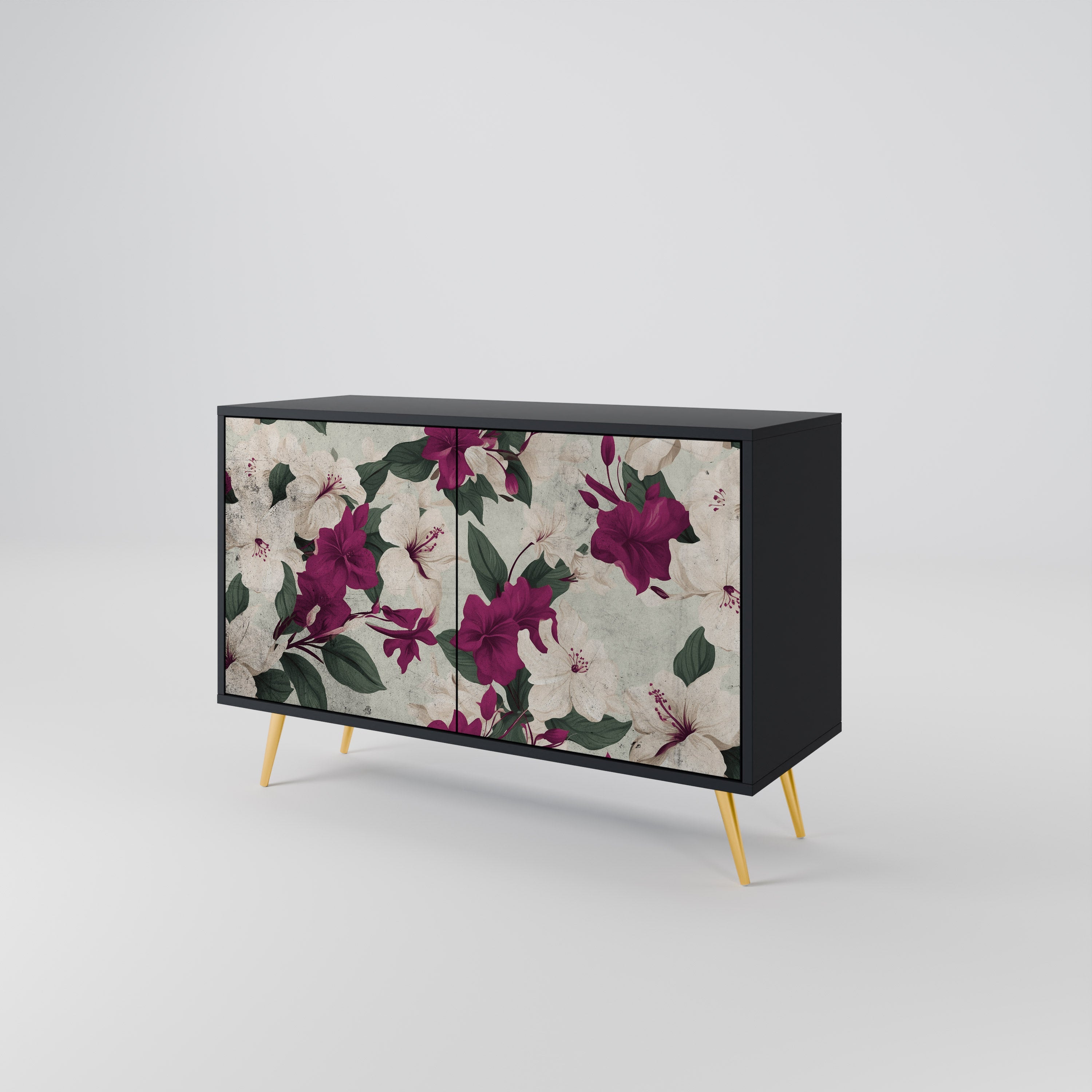 FLOWERET DREAM Sideboard mit 2 Türen in Schwarz