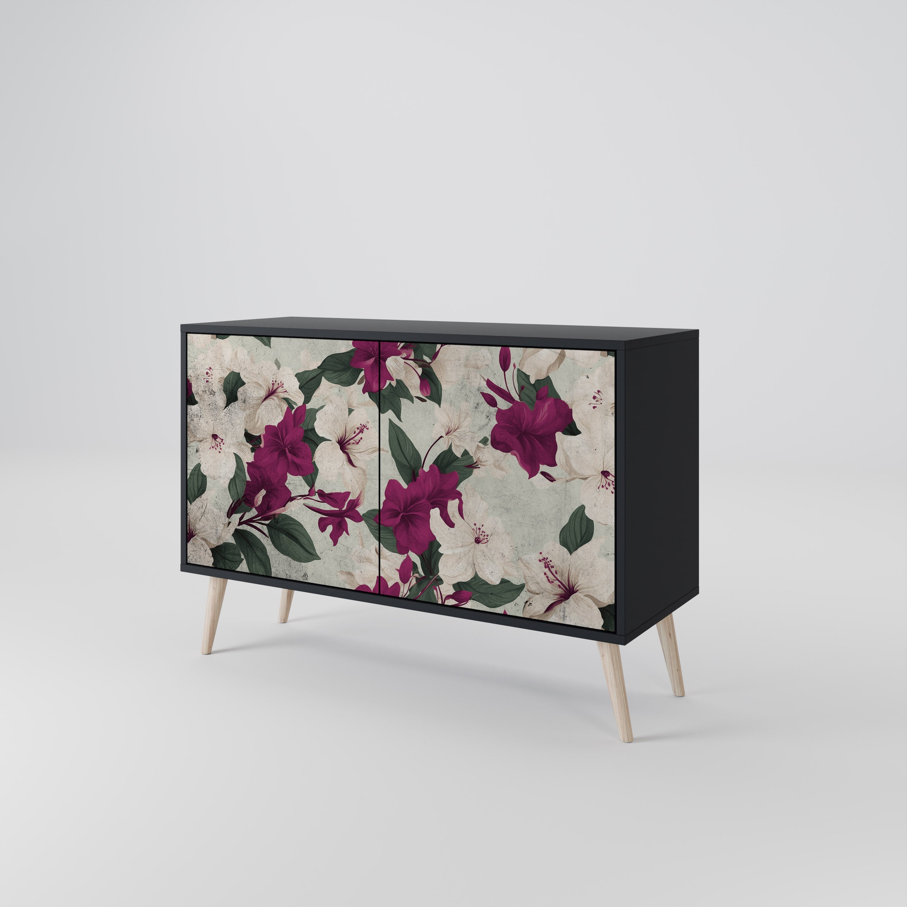 FLOWERET DREAM Sideboard mit 2 Türen in Schwarz