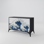 THE GREAT WAVE AT KANAGAWA Sideboard mit 2 Türen in Schwarz