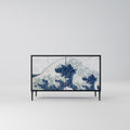 THE GREAT WAVE AT KANAGAWA Sideboard mit 2 Türen in Schwarz