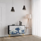 THE GREAT WAVE AT KANAGAWA Sideboard mit 2 Türen in Schwarz